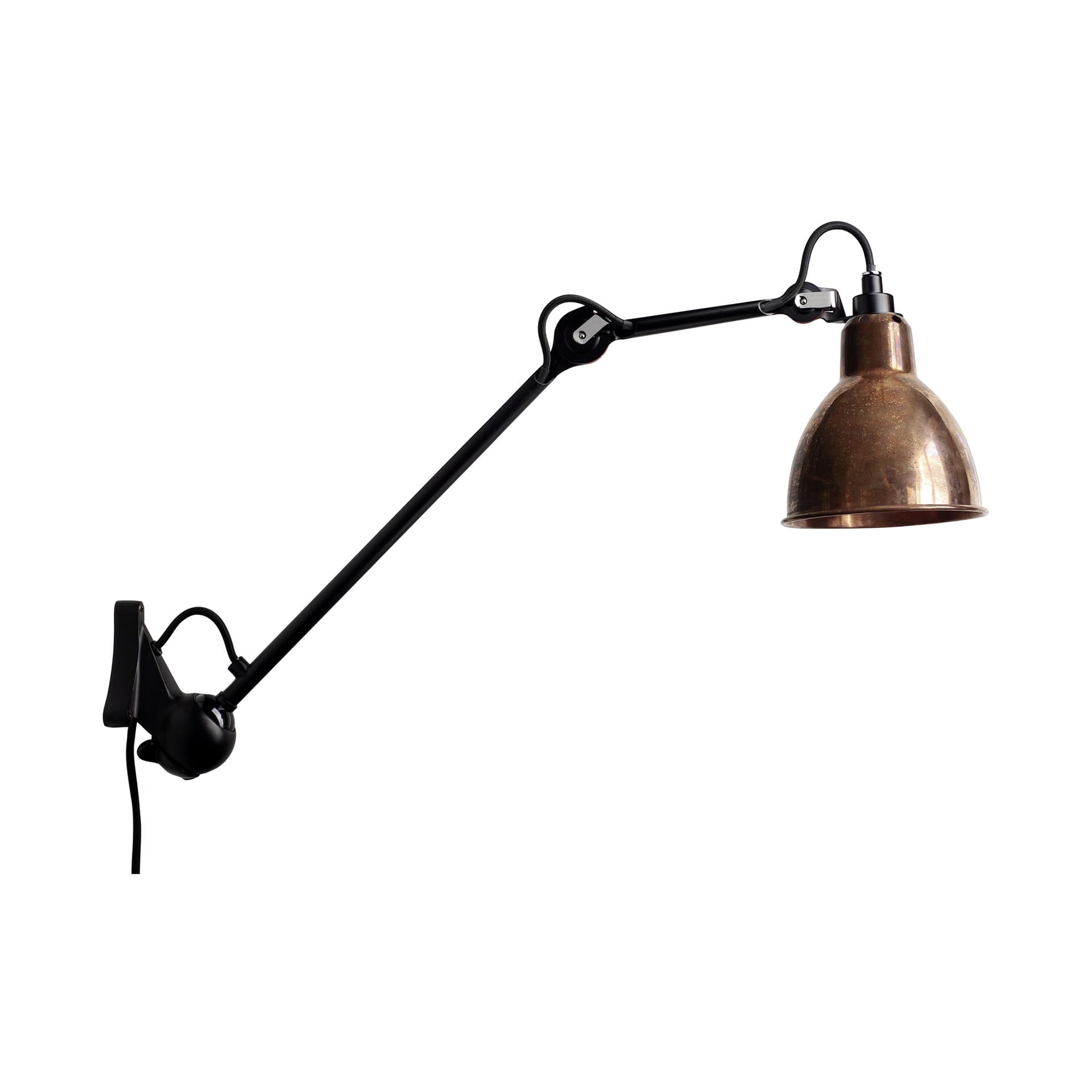 Lampe Gras - 222 Vegglampe Svart/Raw Kobber