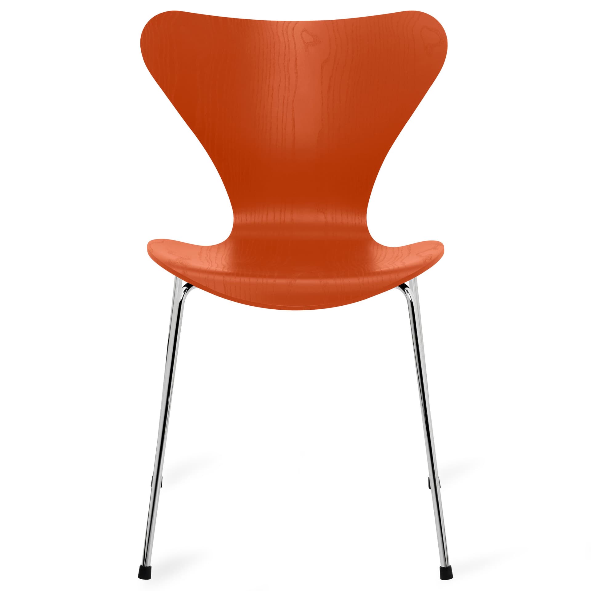 Fritz Hansen - Series 7 stol 3107 farget askfiner stålram krom paradise orange - Spisestoler - Arne Jacobsen - Oransje - Metall/Tre