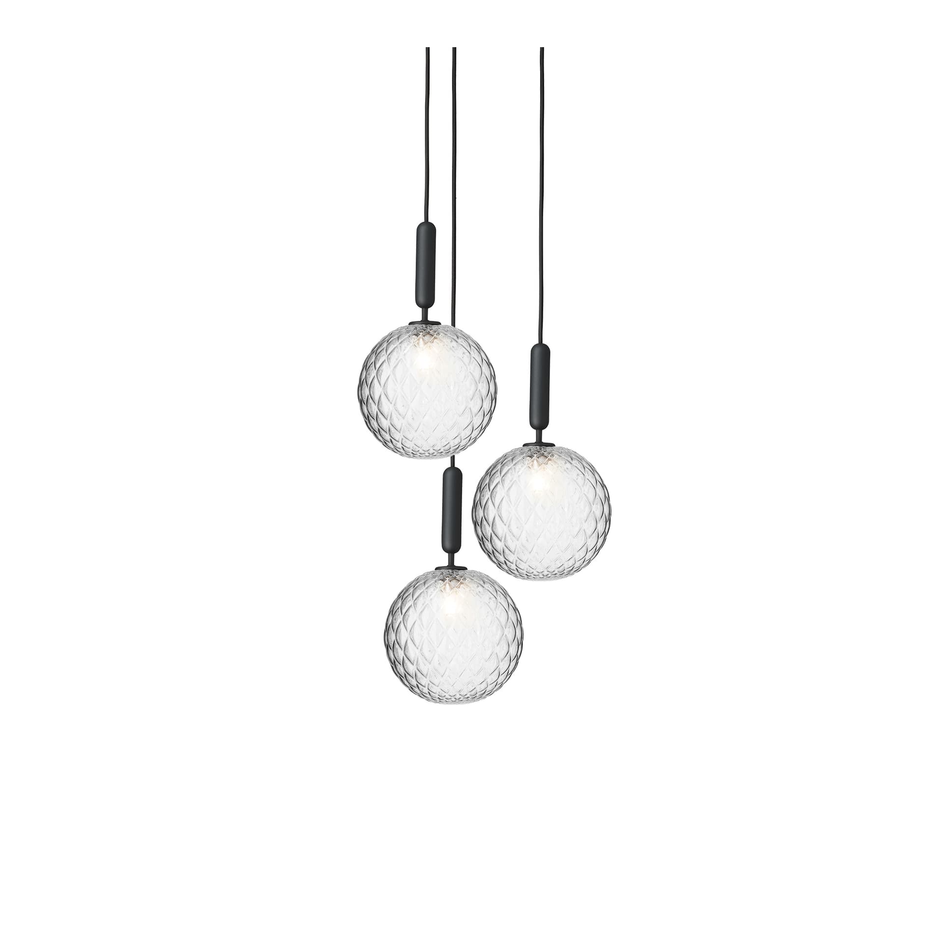 Nuura Aps - Miira 3 lysekrone, grå/klar, Ø 37 cm, 3 lyskilder Nuura
