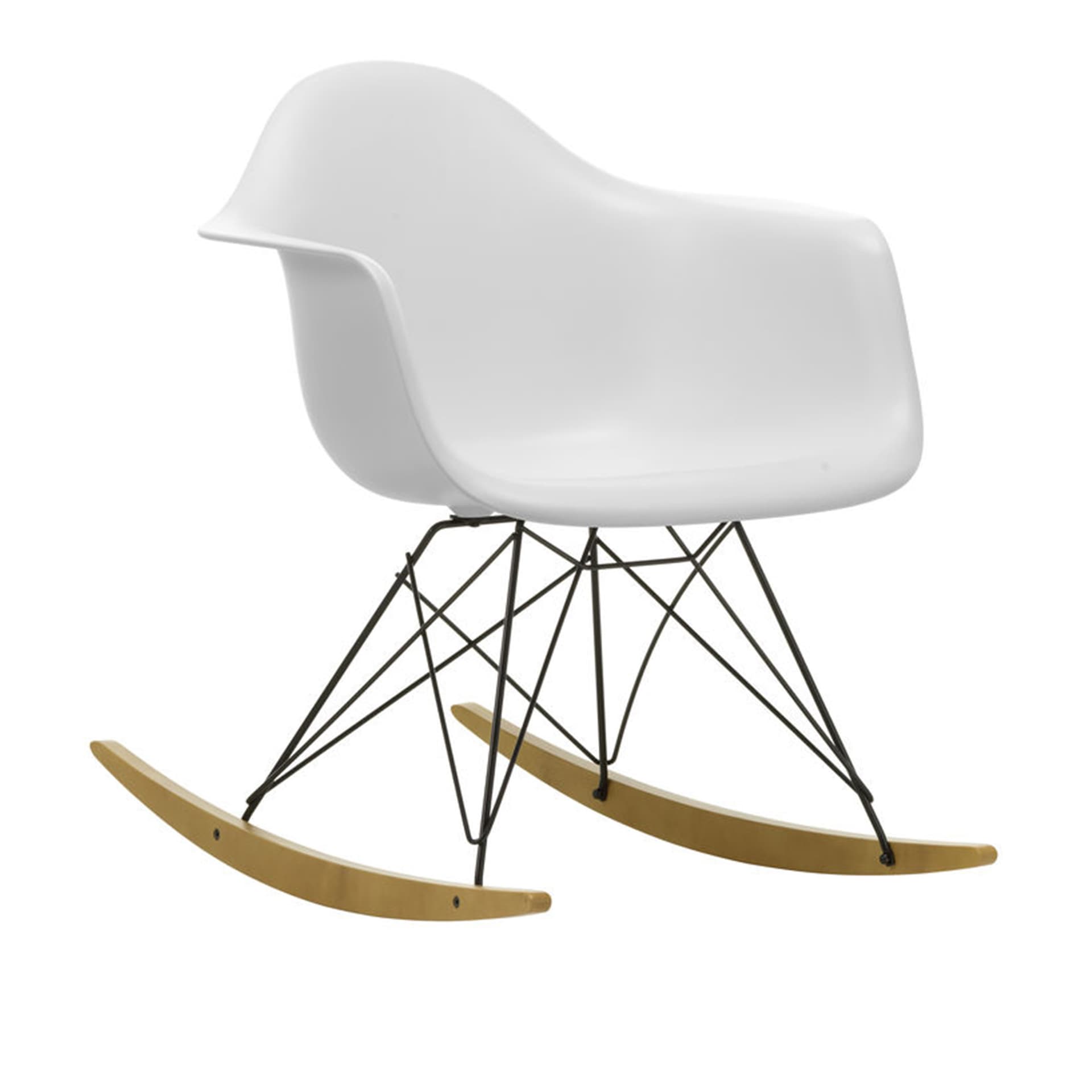 Vitra - Eames RE Plastic Armchair RAR 85 Cotton White, Basic Dark Base, Golden Maple - Lenestoler - Charles & Ray Eames - Hvit - Metall/Plast
