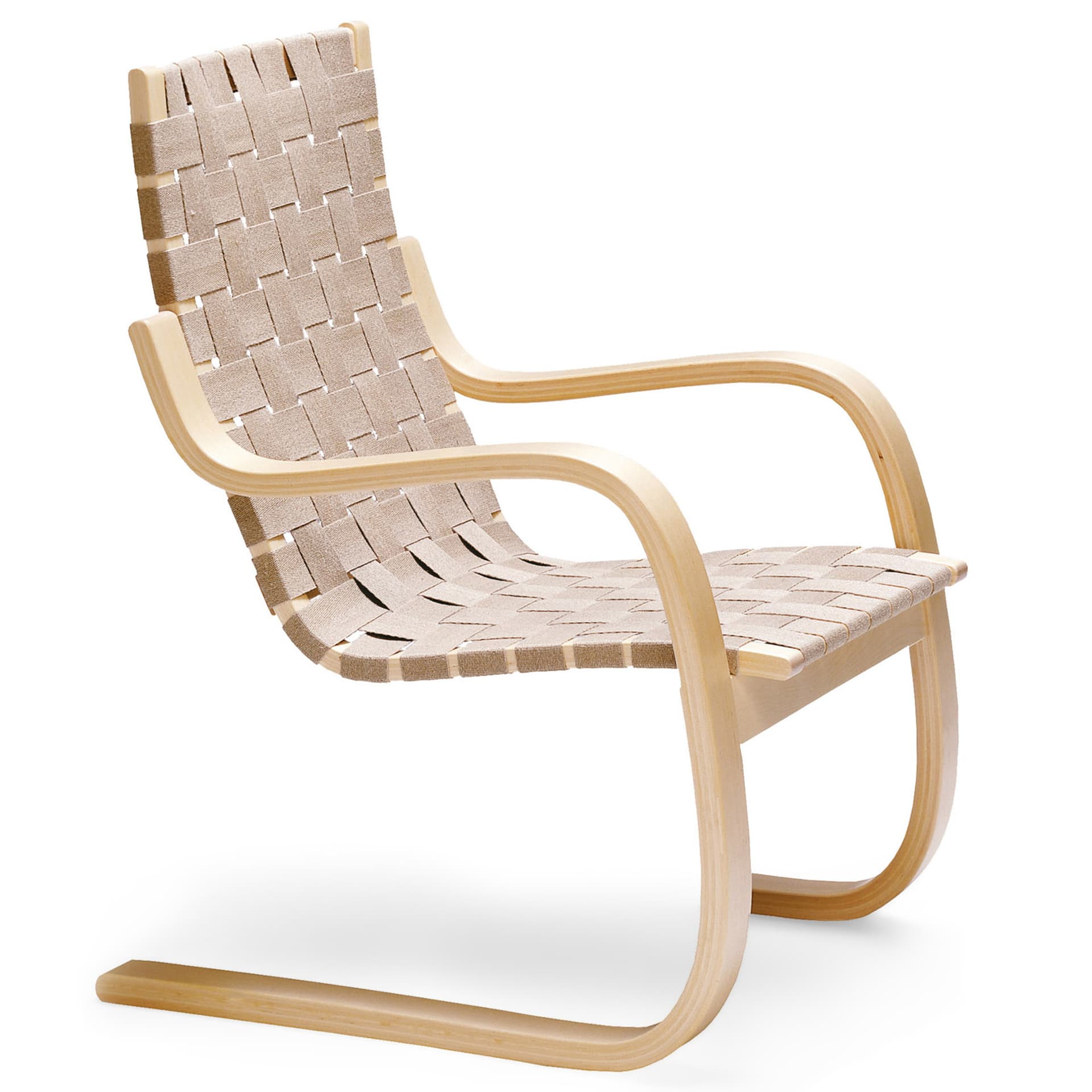 Artek - Fåtölj 406, Natur sadelgjord - Lenestoler - Alvar Aalto - Beige - Tre/Tekstilmateriale