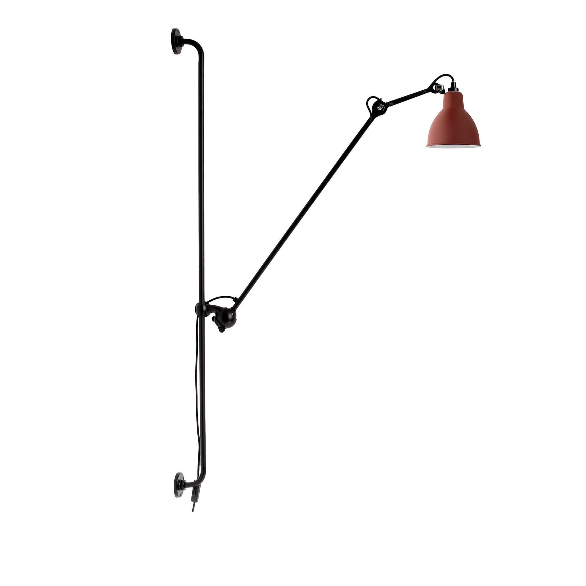 Lampe Gras - 214 Vegglampe Round svart/rød –