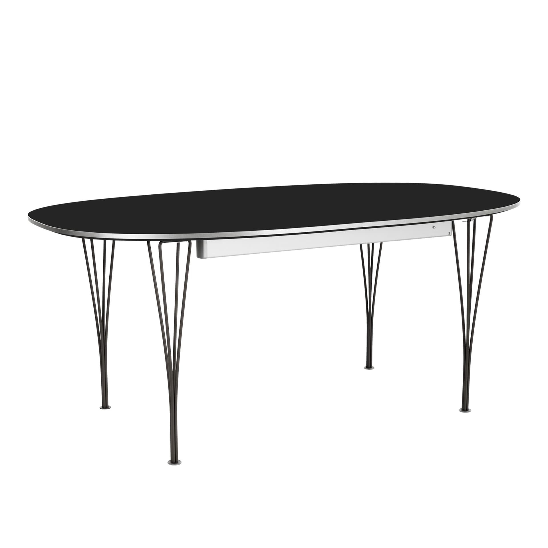 Fritz Hansen - B619 Superellips Utdragbart, Laminat, Svart, Svart pulverlack - Spisebord - Arne Jacobsen,Bruno Mathsson,Piet Hein - Svart - Metall/Tre