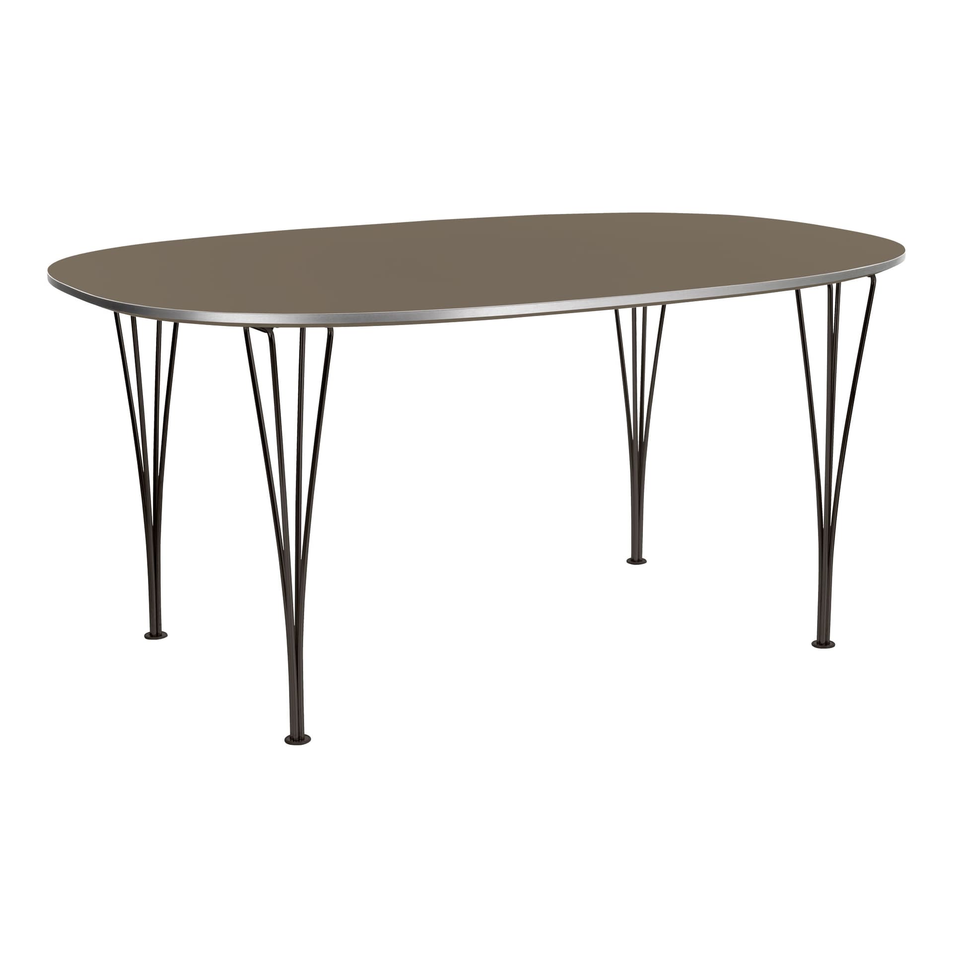 Fritz Hansen - Superellips B613 – 180x120 cm Brown Ottowa/Warm Graphite - Spisebord - Arne Jacobsen,Bruno Mathsson,Piet Hein - Brun - Metall/Tre