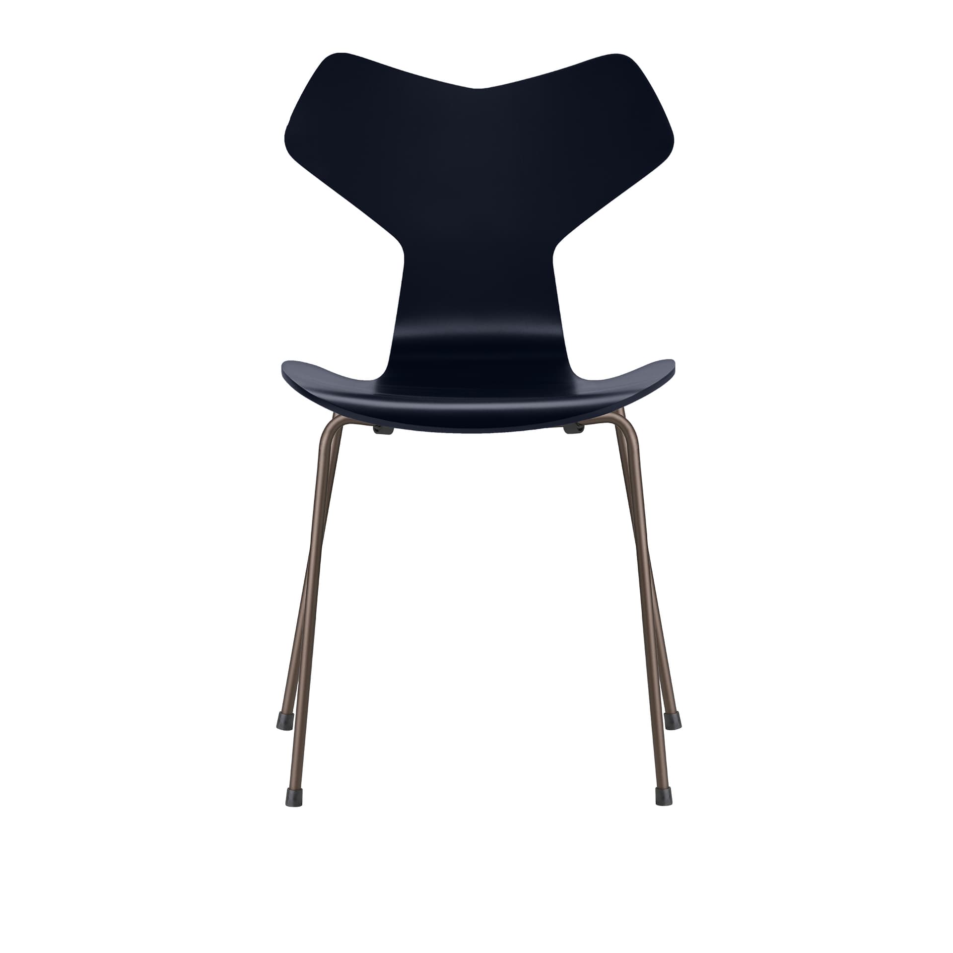 Fritz Hansen - 3130 Grand Prix, Lackad, Midnight Blue, Underrede Brown Bronze - Spisestoler - Arne Jacobsen - Blå - Metall/Tre