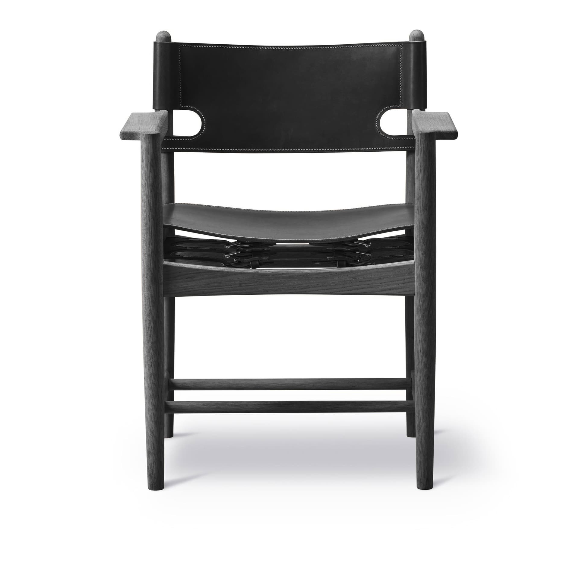 Fredericia Furniture - The Spanish Dining Armchair, Black lacquered oak,  Black leather - Spisestoler - Børge Mogensen - Svart - Lær/Tre