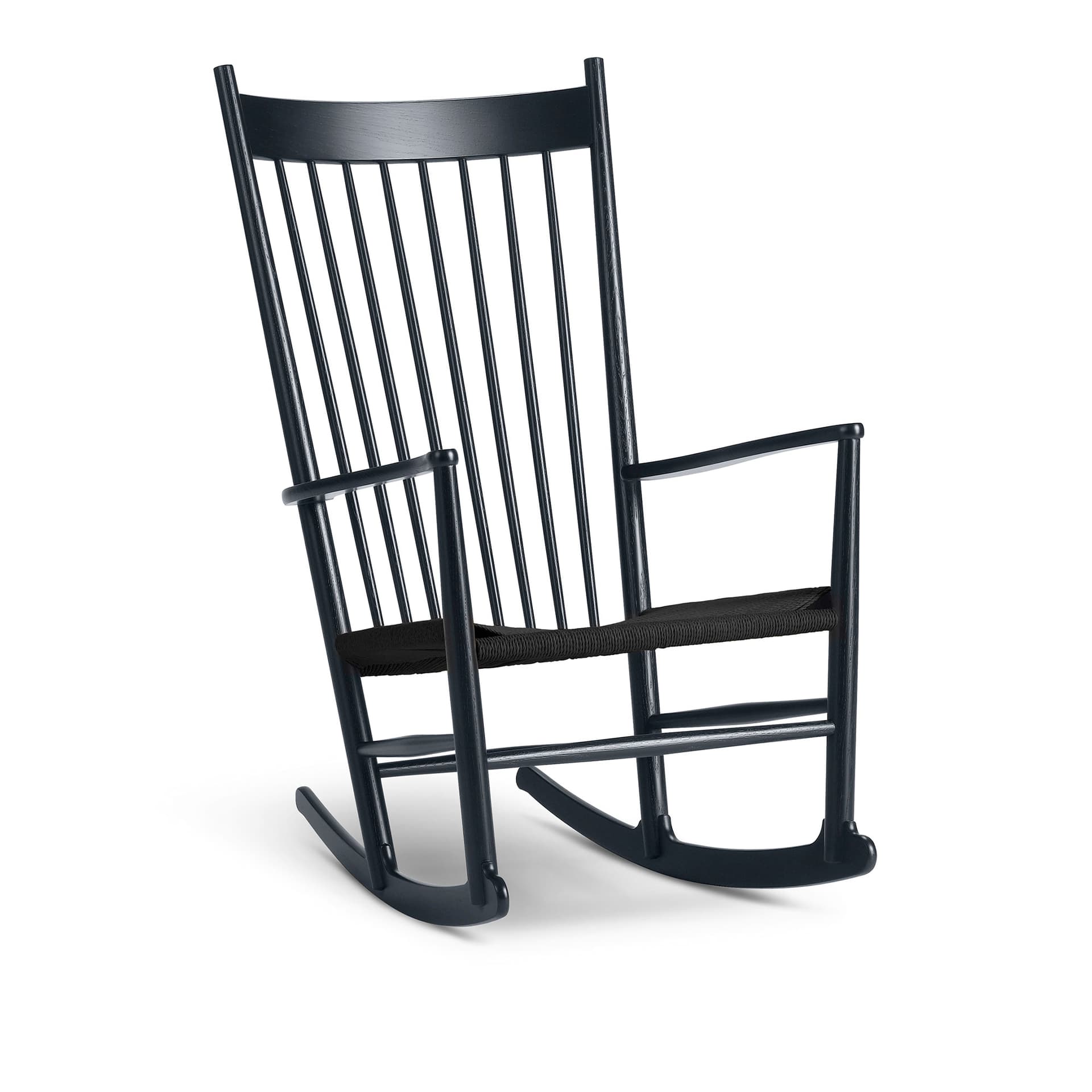 Fredericia Furniture - Wegner J16 Rocking Chair, Svartlackerad ek, Svartfärgad sits - Lenestoler - Hans J. Wegner - Svart - Naturlig materiale/Tre