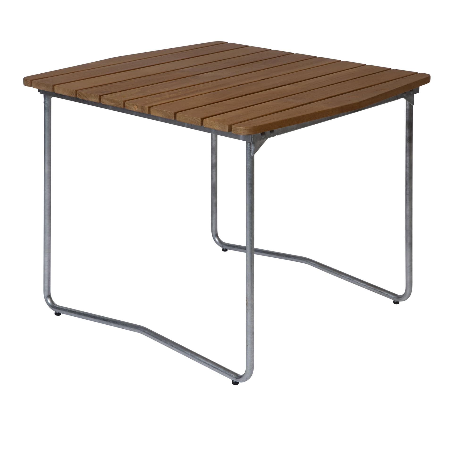 Grythyttan Stålmöbler - Bord B31 84cm varmforsinket stativ ubehandlet teak - Utendørs spisebord - Tre farget - Metall/Tre