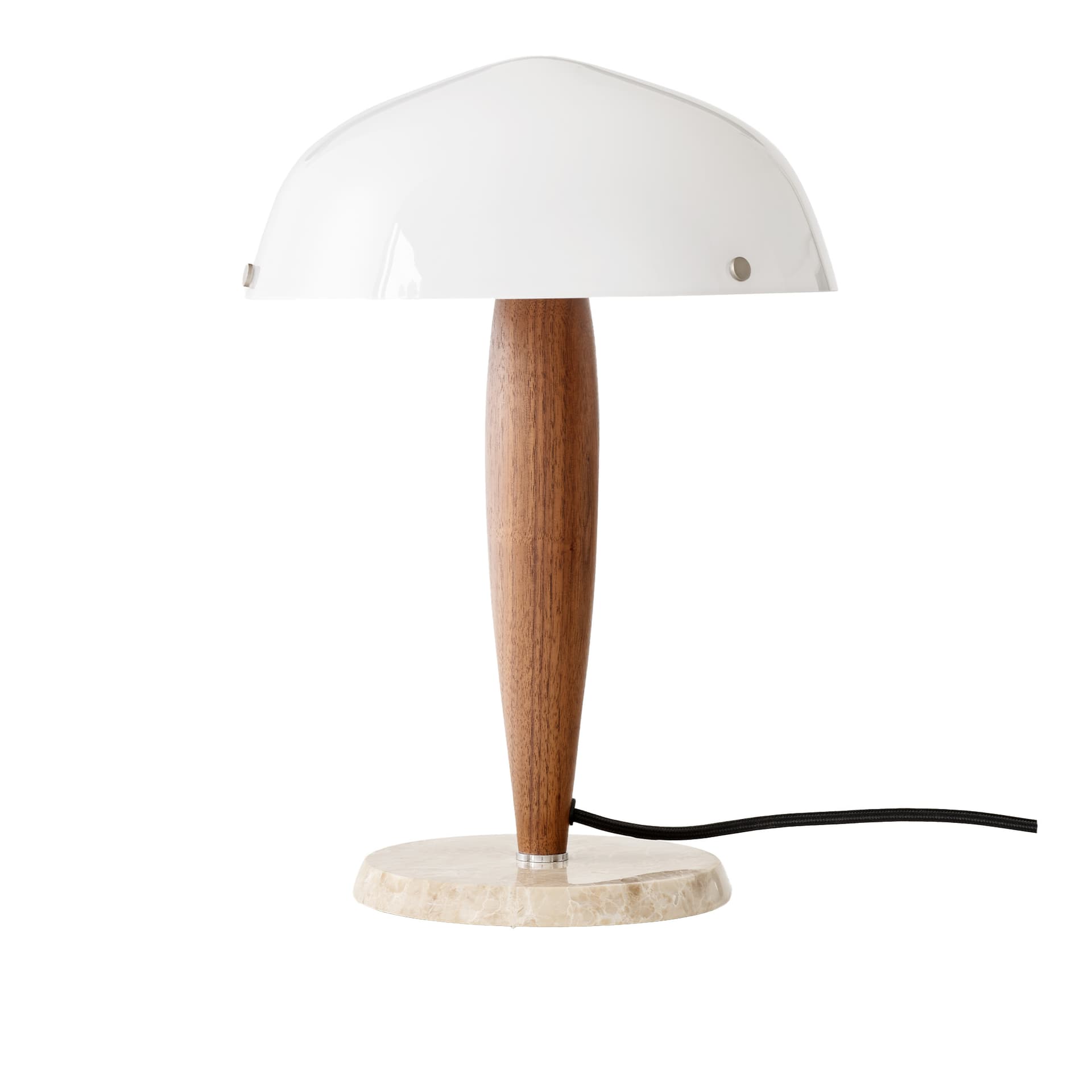 &Tradition - Herman SHY3  Opal Glass With Oiled Walnut / Cream Marble - Bordlamper - Signe Hytte - Beige,Tre farget,Hvit