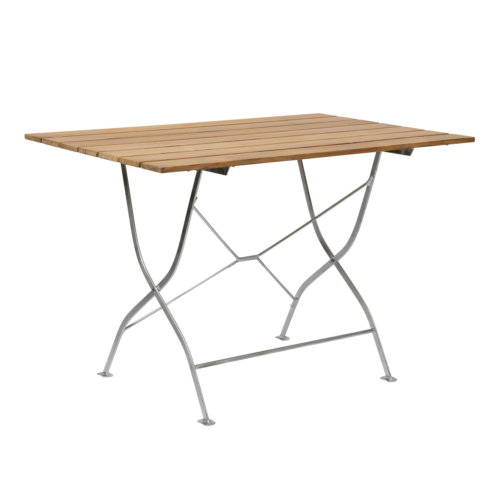 Grythyttan Stålmöbler - Bryggeribord 110x70 - Teak / Varmförzinkat Stativ - Utendørs spisebord - Tre farget - Metall/Tre