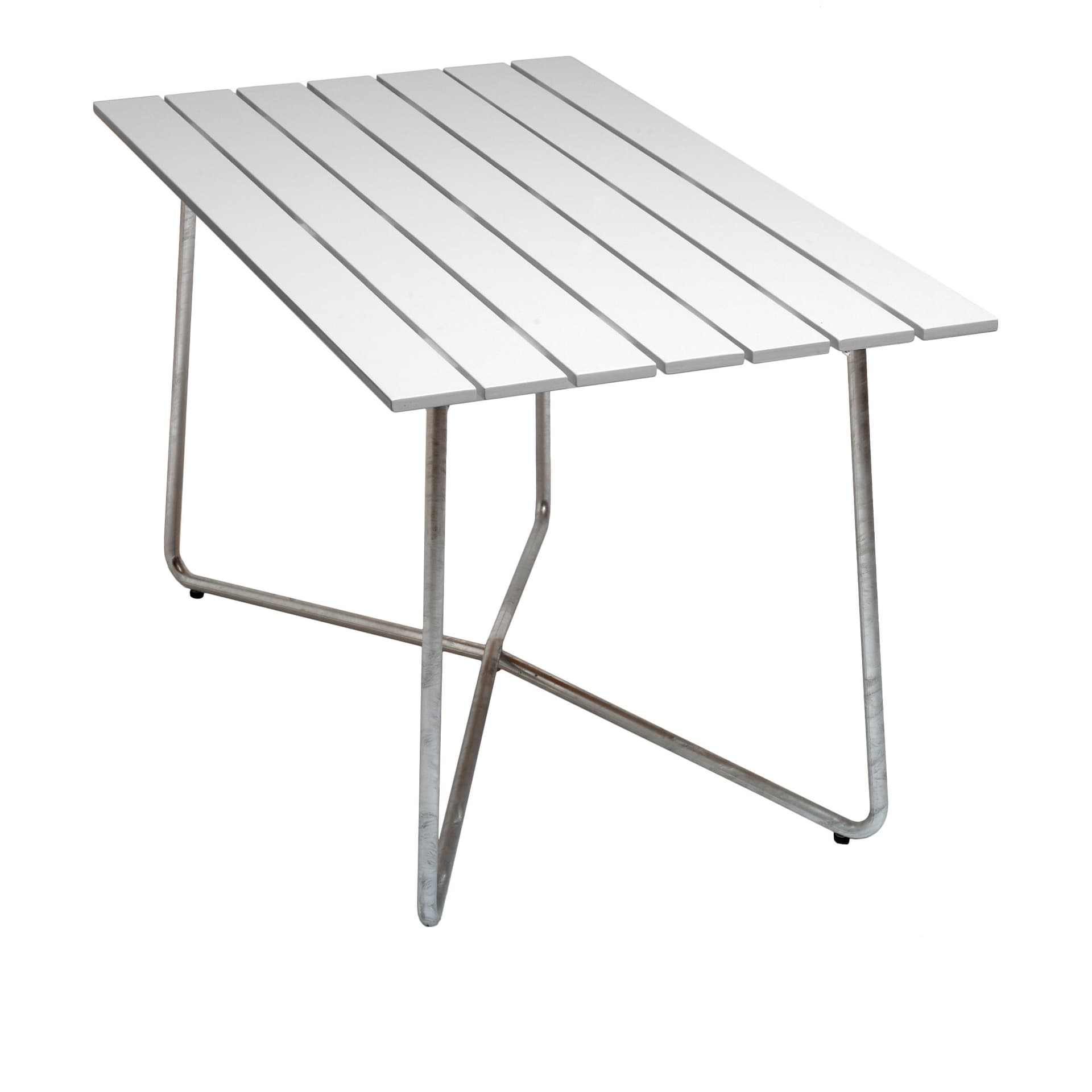 Grythyttan Stålmöbler - Bord B25A 120cm varmforsinket stativ hvitlakkert eik - Utendørs spisebord - Hvit - Metall/Tre