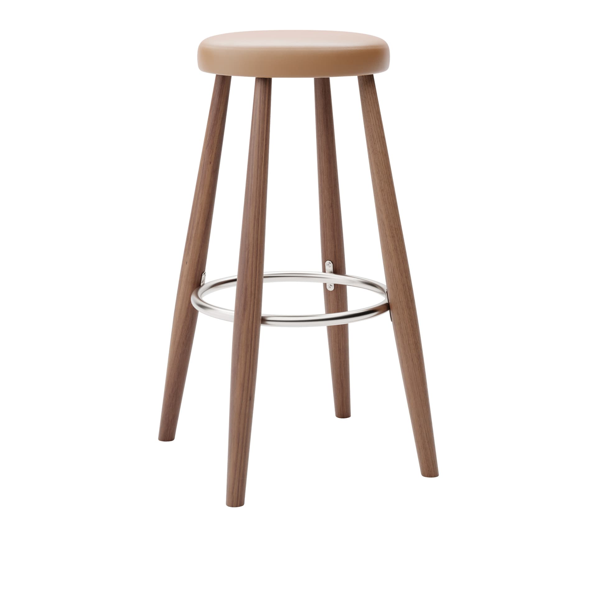 Carl Hansen - CH56 High Stool, Oljad Valnöt, Lädergrupp C Sif - 95 - Barstoler & barkrakker - Hans J. Wegner - Tre farget - Lær/Metall/Tre