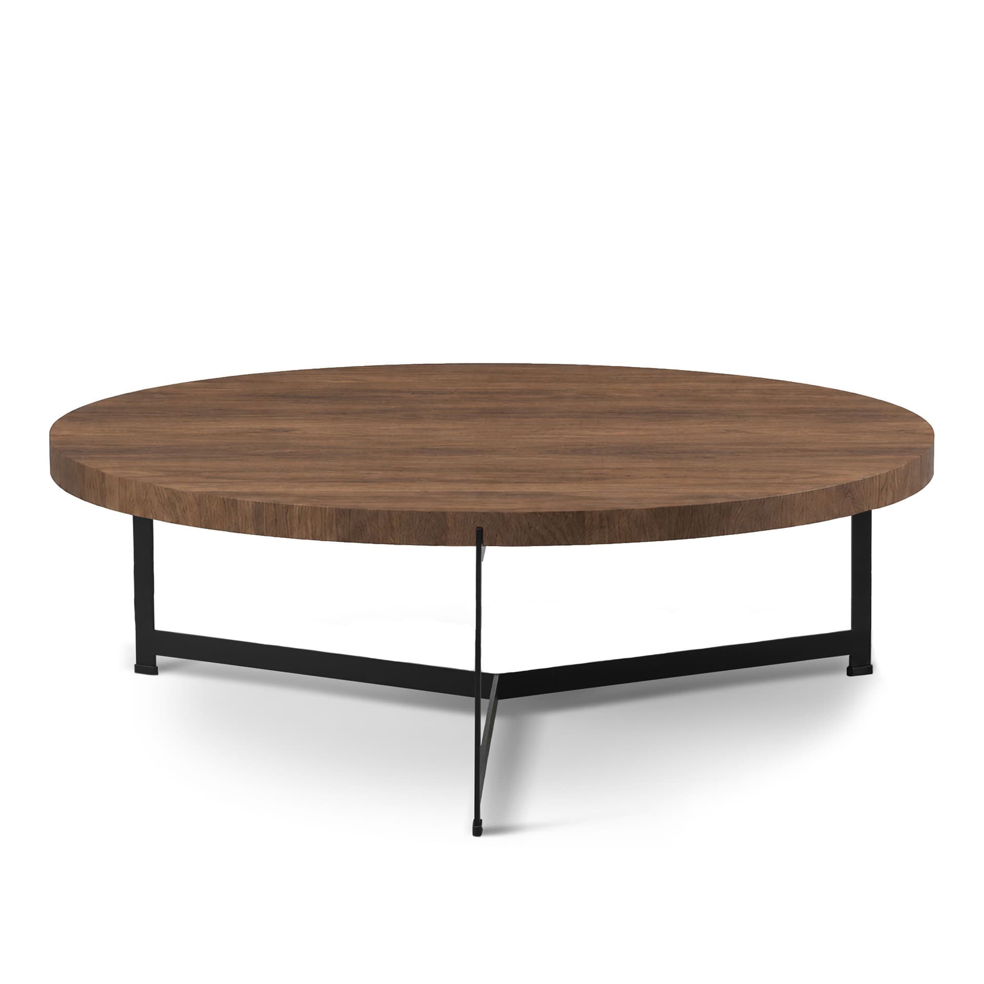 Dk3 - Plateau Coffee Table - Ø 80 cm - Höjd 35 cm, Skiva i Oljad rökt ek, Underrede i Svart pulverlackerat stål - Sofabord - Søren Rose Studio - Tre farget - Metall/Tre