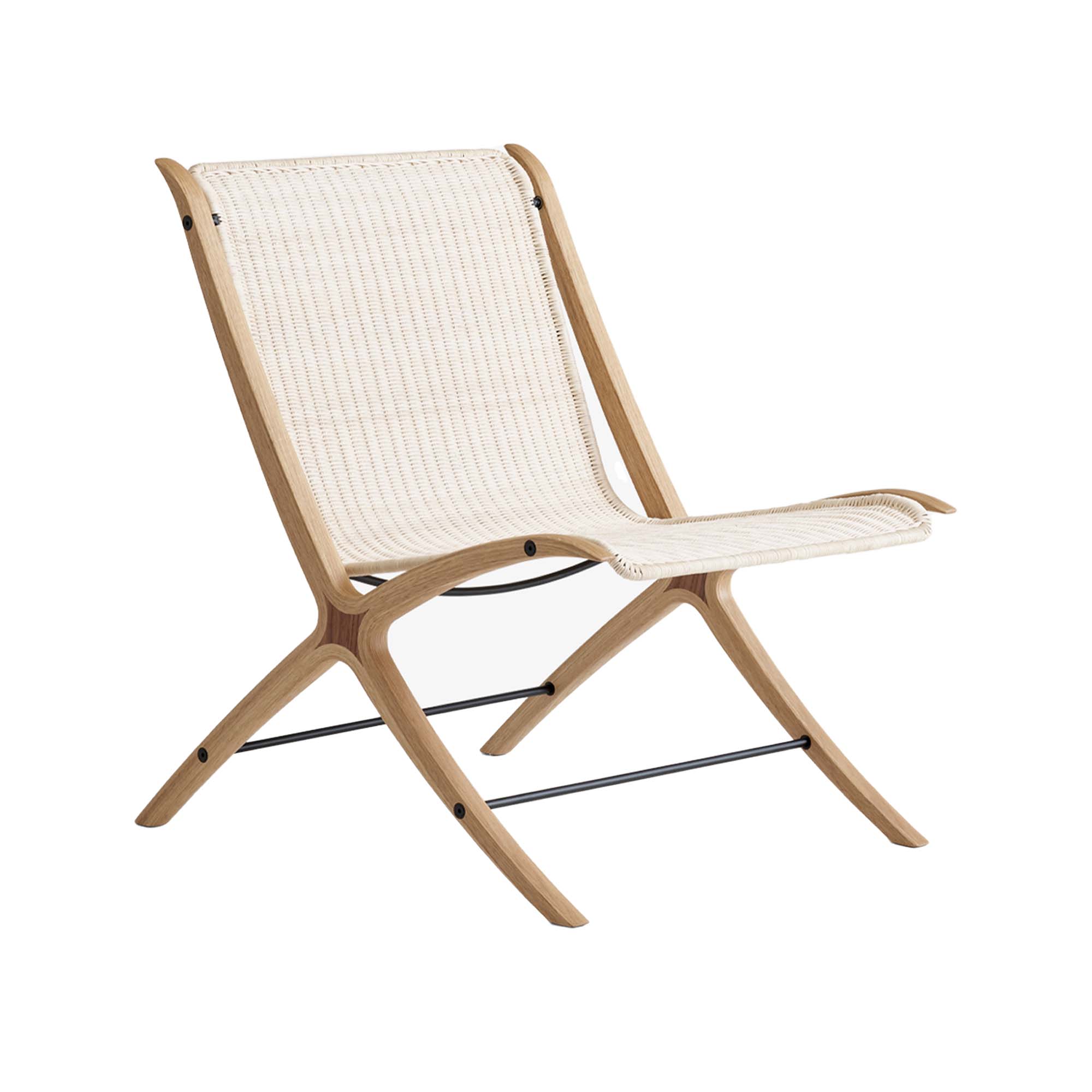 &Tradition - X Lounge Chair HM10 Natural Rattan Seat / Lacquered Oak With Walnut Inserts - Lenestoler - Hvidt & Mølgaard - Tre farget - Tre