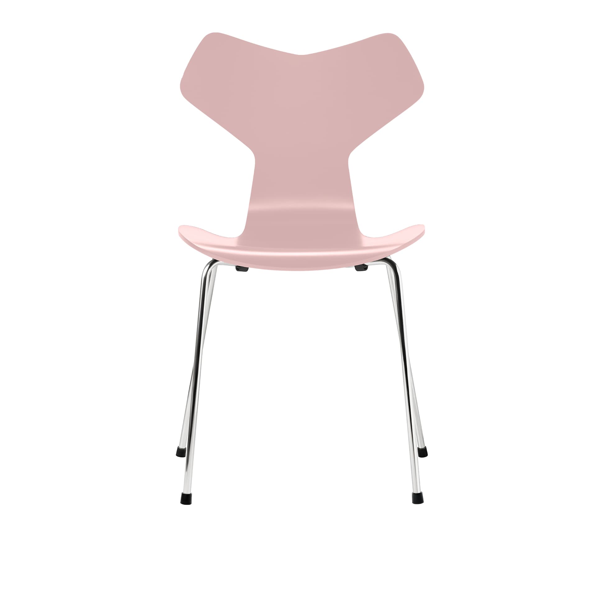 Fritz Hansen - 3130 Grand Prix, Lackad, Pale Rose, Underrede Förkromat Stål - Spisestoler - Arne Jacobsen - Rosa - Metall/Tre