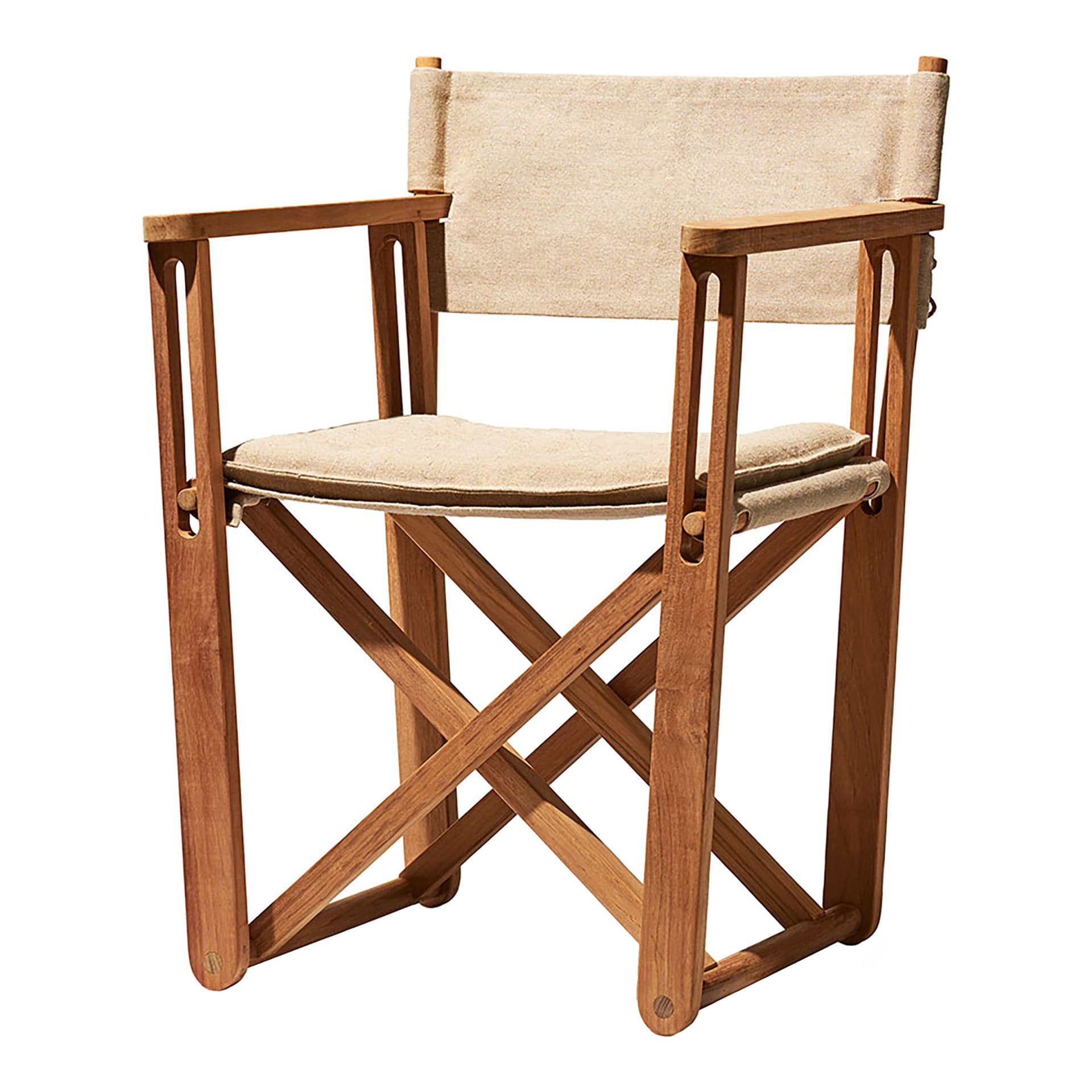 Skargaarden - Kryss Lounge Chair, Teak, Natural Canvas Fabric (Indoor Use) - Loungestoler - Björn Hultén - Beige - Tre/Tekstilmateriale