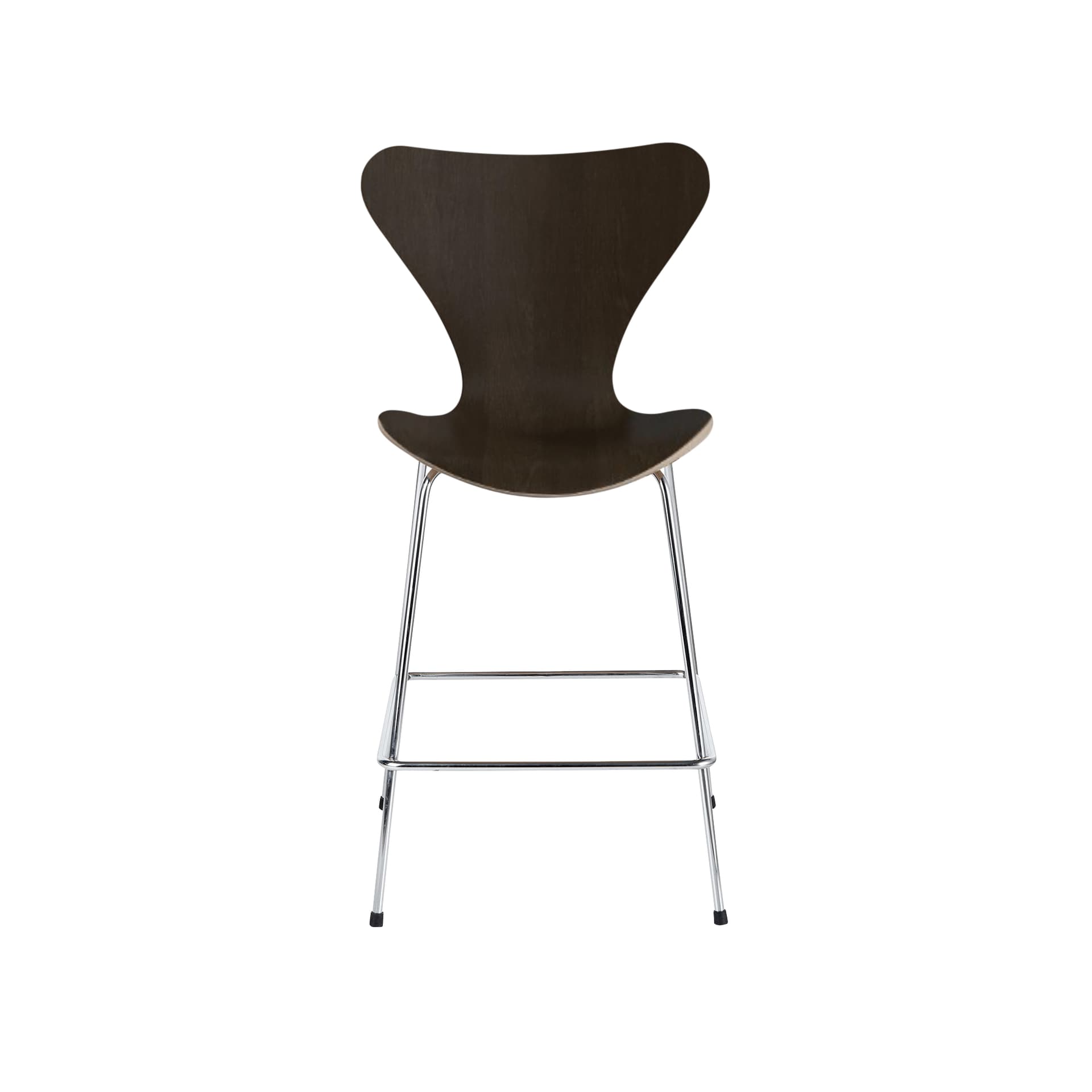 Fritz Hansen - 3187 Sjuan, Mörkbetsad ekfanér - Barstoler & barkrakker - Arne Jacobsen - Tre farget - Metall/Tre