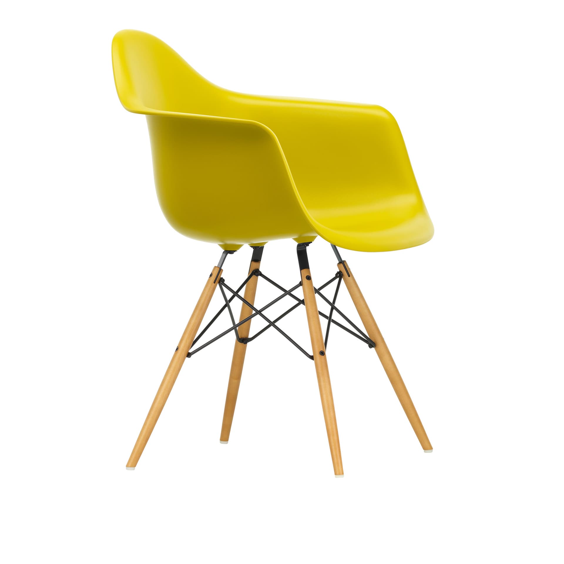 Vitra - Eames Plastic Armchair DAW - 34 Mustard - Golden Maple - Spisestoler - Charles & Ray Eames - Gul - Metall/Tre/Plast
