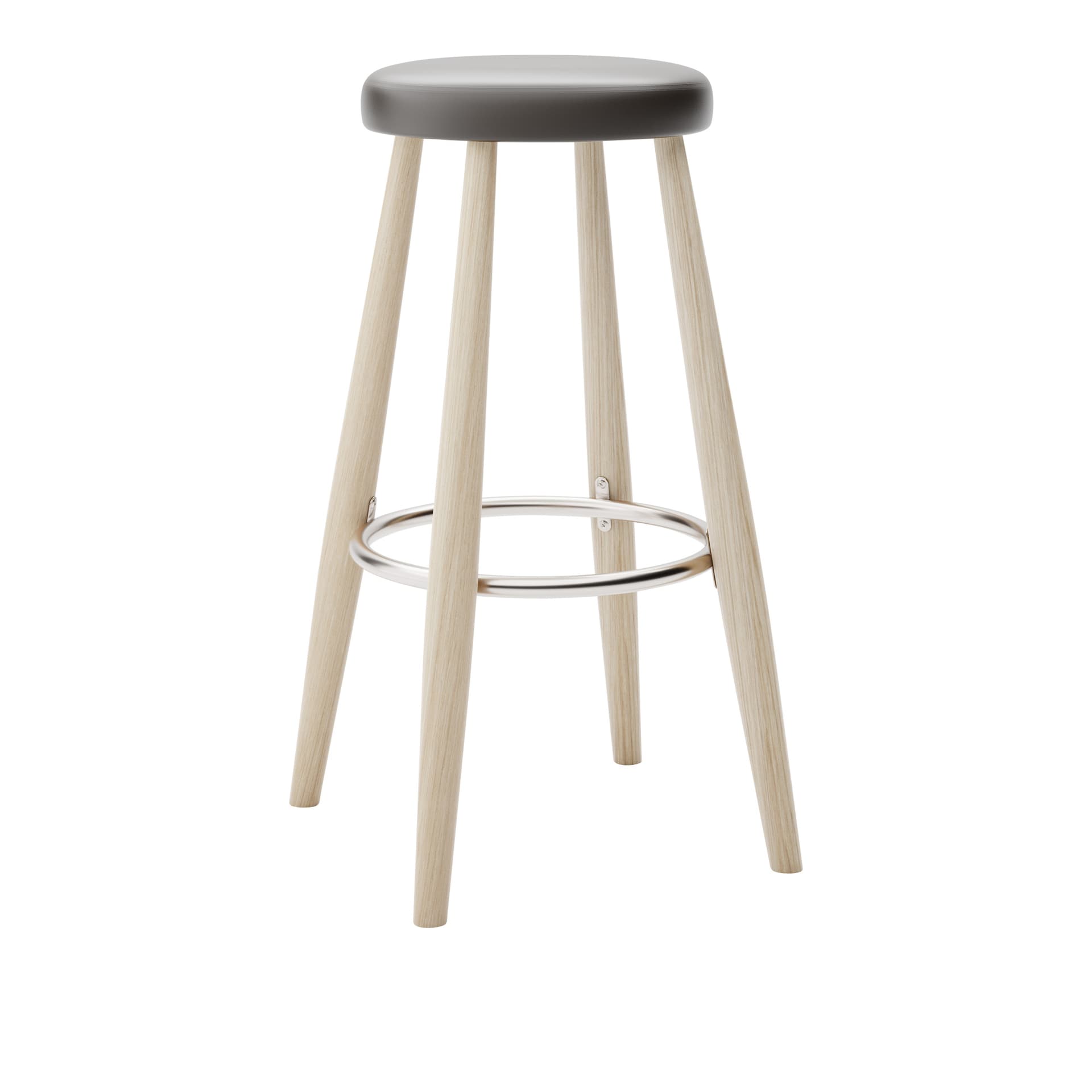 Carl Hansen - CH56 High Stool, Tvålad Ek, Lädergrupp B Thor - 377 - Barstoler & barkrakker - Hans J. Wegner - Tre farget - Lær/Metall/Tre