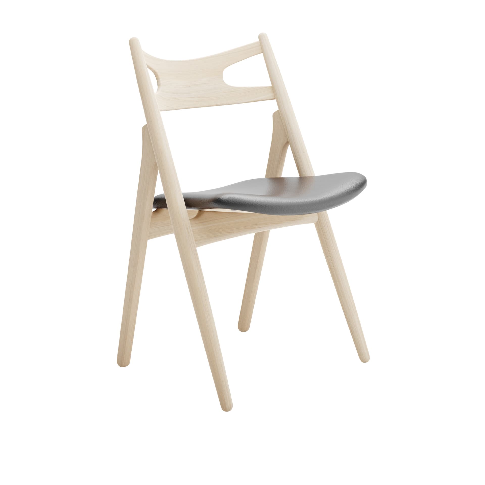Carl Hansen - CH29P Sawbuck Chair, Tvålad Ek, Lädergrupp A Loke - 7150 - Spisestoler - Hans J. Wegner - Tre farget - Lær/Tre