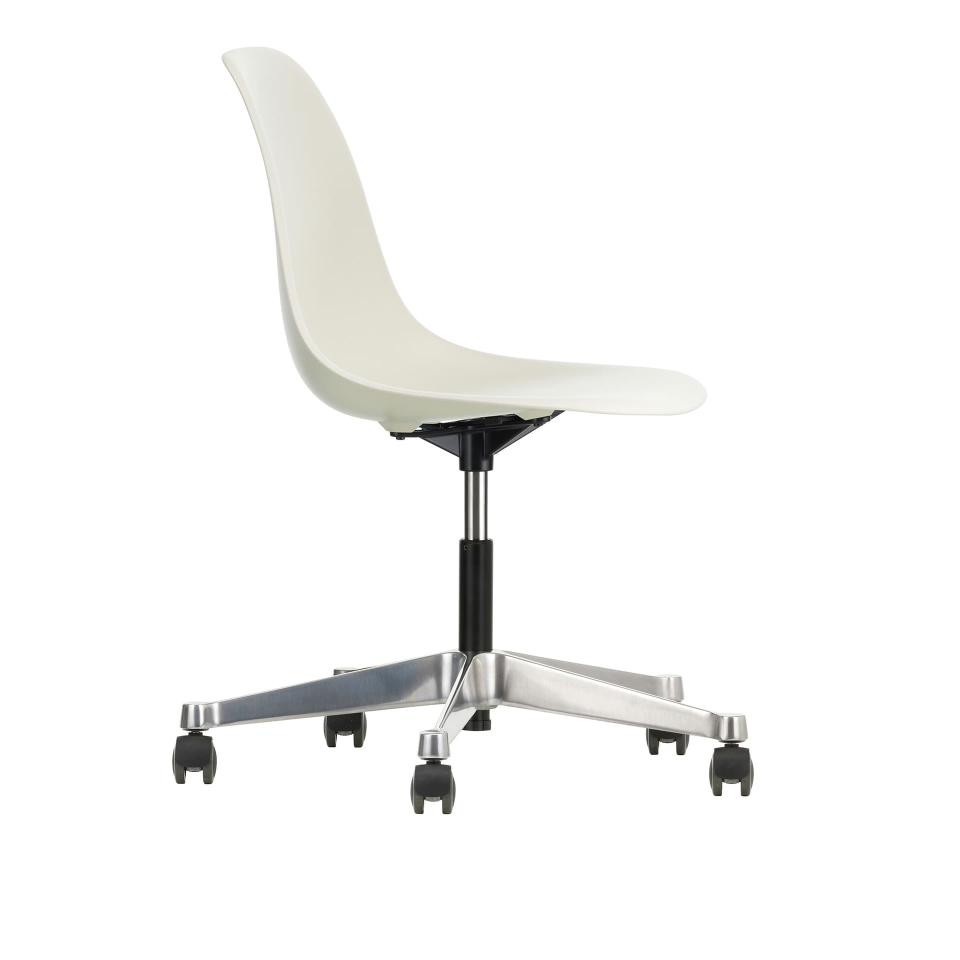 Vitra - Eames Plastic Chair PSCC - 11 Pebble - Castors Soft - Kontorstoler - Charles & Ray Eames - Hvit