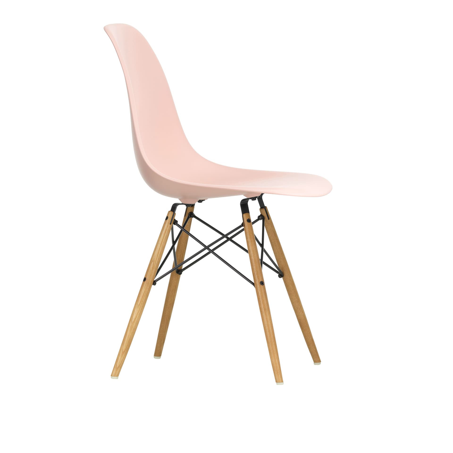 Vitra - Eames Plastic Chair DSW - 41 Pale Rose - Ash Honey Tone - Spisestoler - Charles & Ray Eames - Rosa - Metall/Tre/Plast