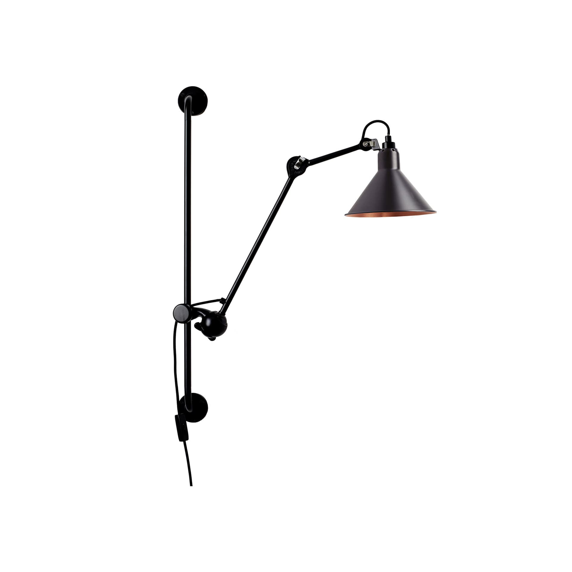 DCWéditions - Lampe Gras No210 - Conic, Svart med kopparinsida - Vegglamper - Bernard-Albin Gras - Svart - Metall