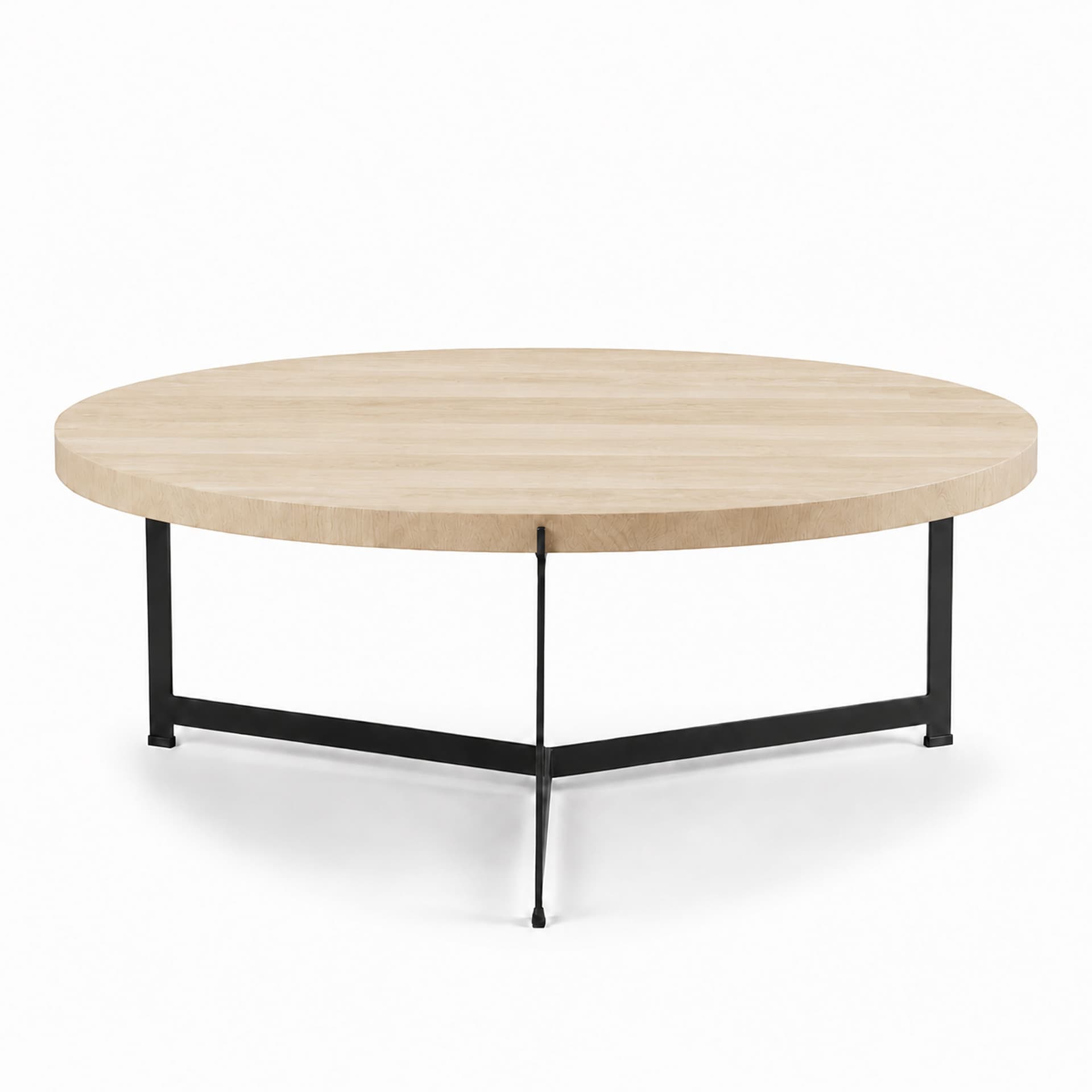 Dk3 - Plateau Coffee Table - Ø 80 cm - Höjd 45 cm, Skiva i Vitoljad ek, Underrede i Svart pulverlackerat stål - Sofabord - Søren Rose Studio - Tre farget - Metall/Tre