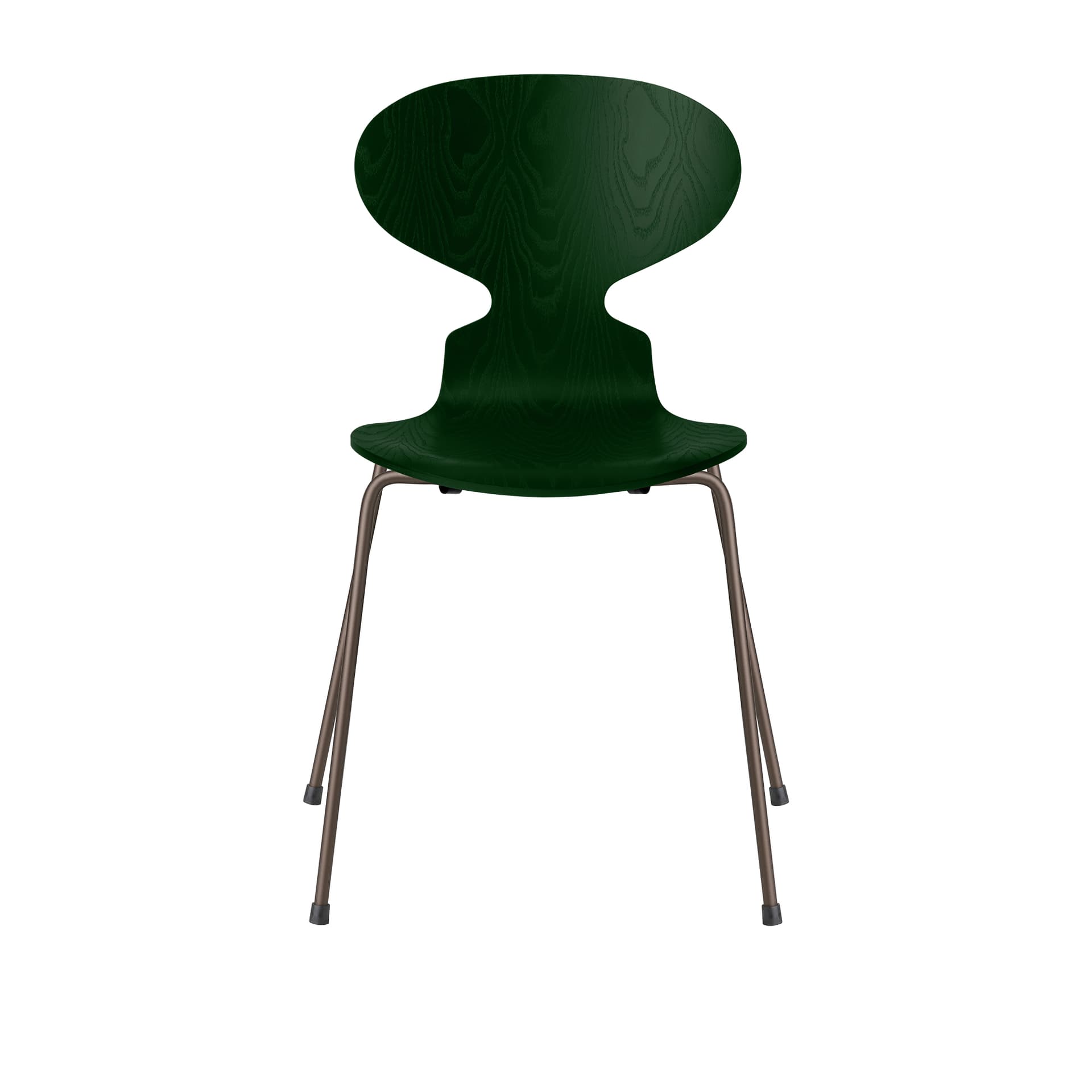 Fritz Hansen - Ant 3101 farget asketrefinér stålstativ brun bronse evergreen - Spisestoler - Arne Jacobsen - Grønn - Metall/Tre