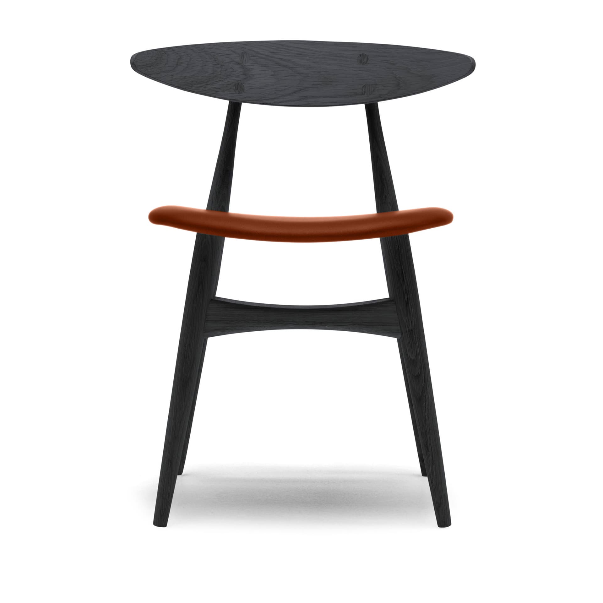 Carl Hansen - CH33P - Klädd sits, Svartlackad Ek, Lädergrupp C Sif - 92 - Spisestoler - Hans J. Wegner - Svart - Tre