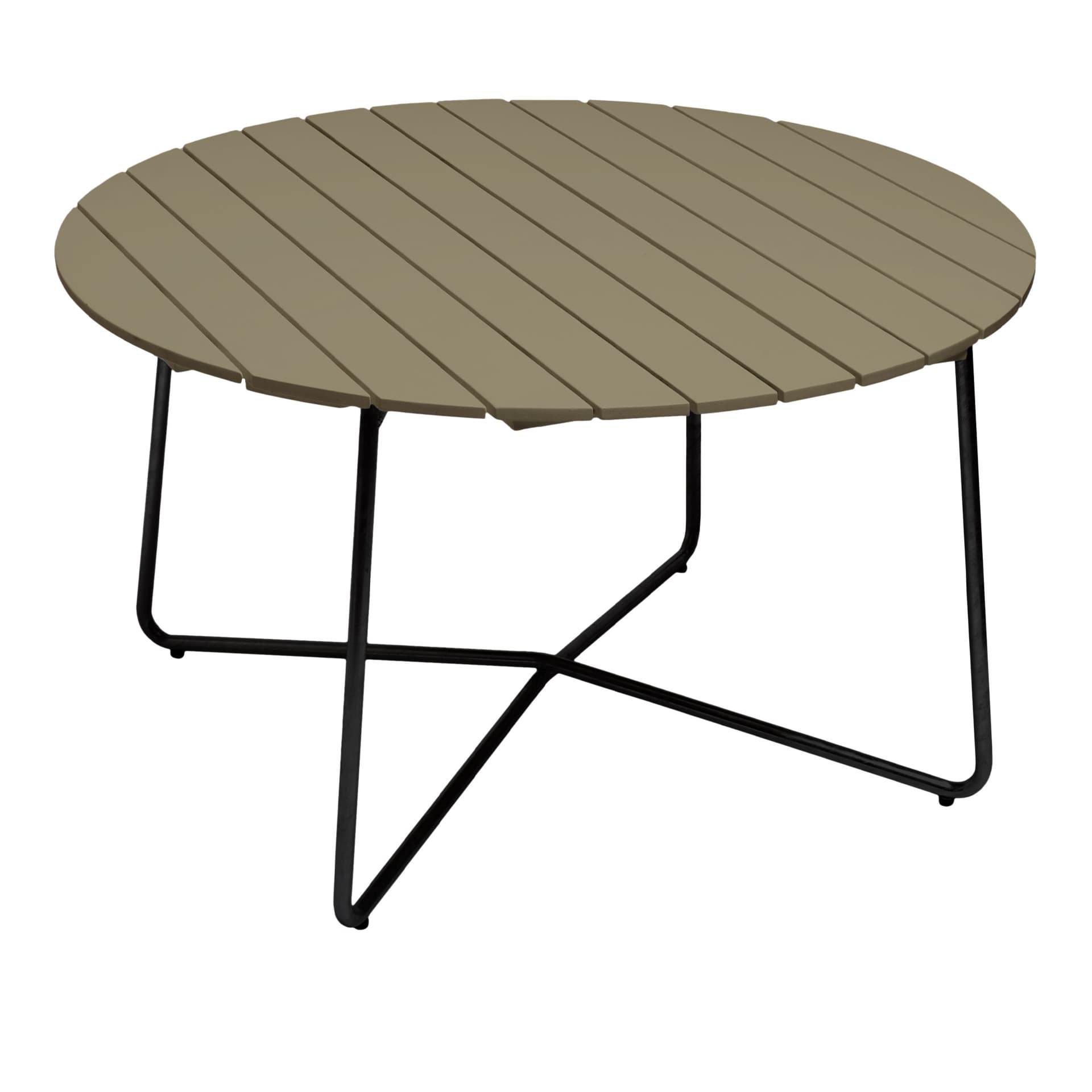 Grythyttan Stålmöbler - Bord 9A Ø120cm svart stativ lysegrønn eik - Utendørs spisebord - Grønn