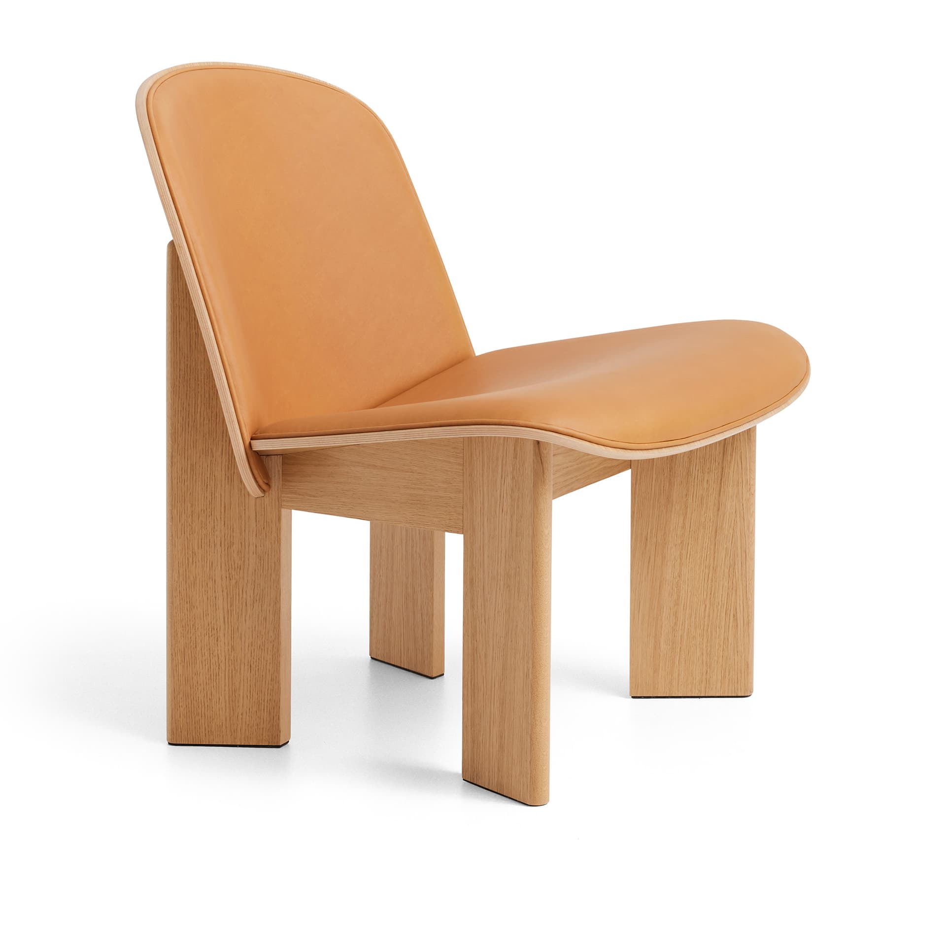 HAY - Chisel Lounge Chair - Water-based lacquered oak Front upholstery, Sense Cognac Leather - Lenestoler - Andreas Bergsaker - Tre farget