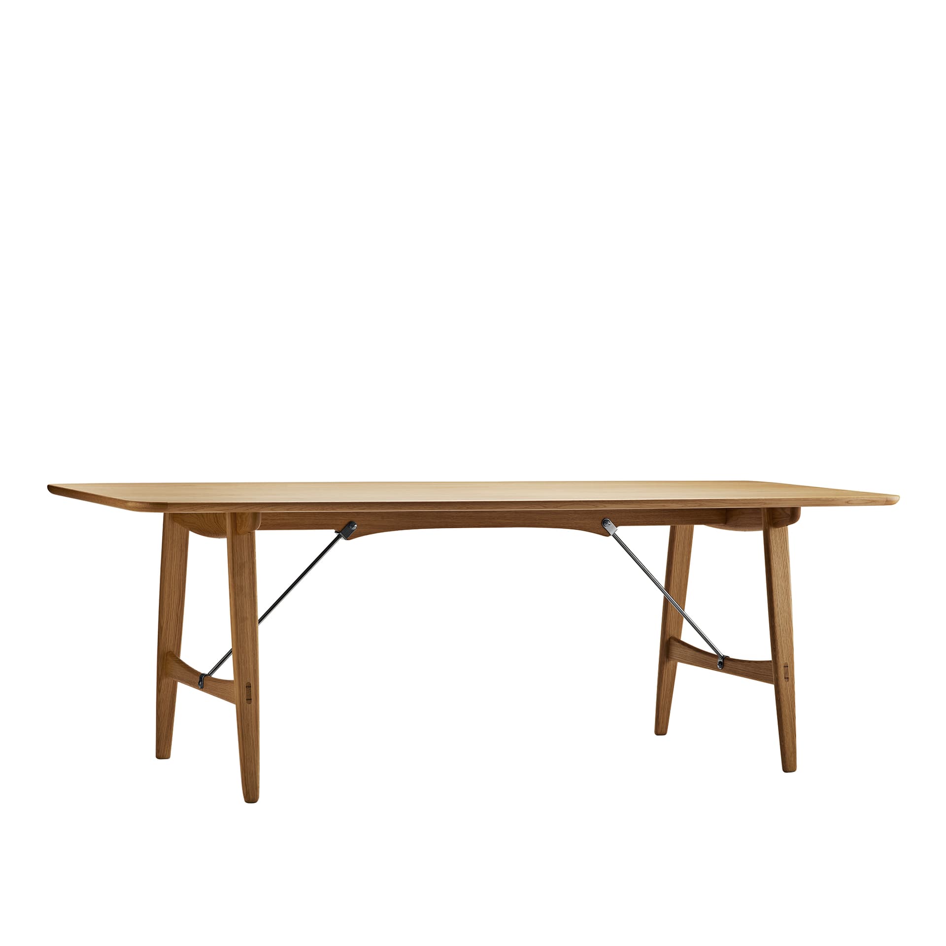 Carl Hansen - BM1160 Hunting Table, Oljad Ek, Rostfritt stål - Spisebord - Børge Mogensen - Tre farget - Metall/Tre
