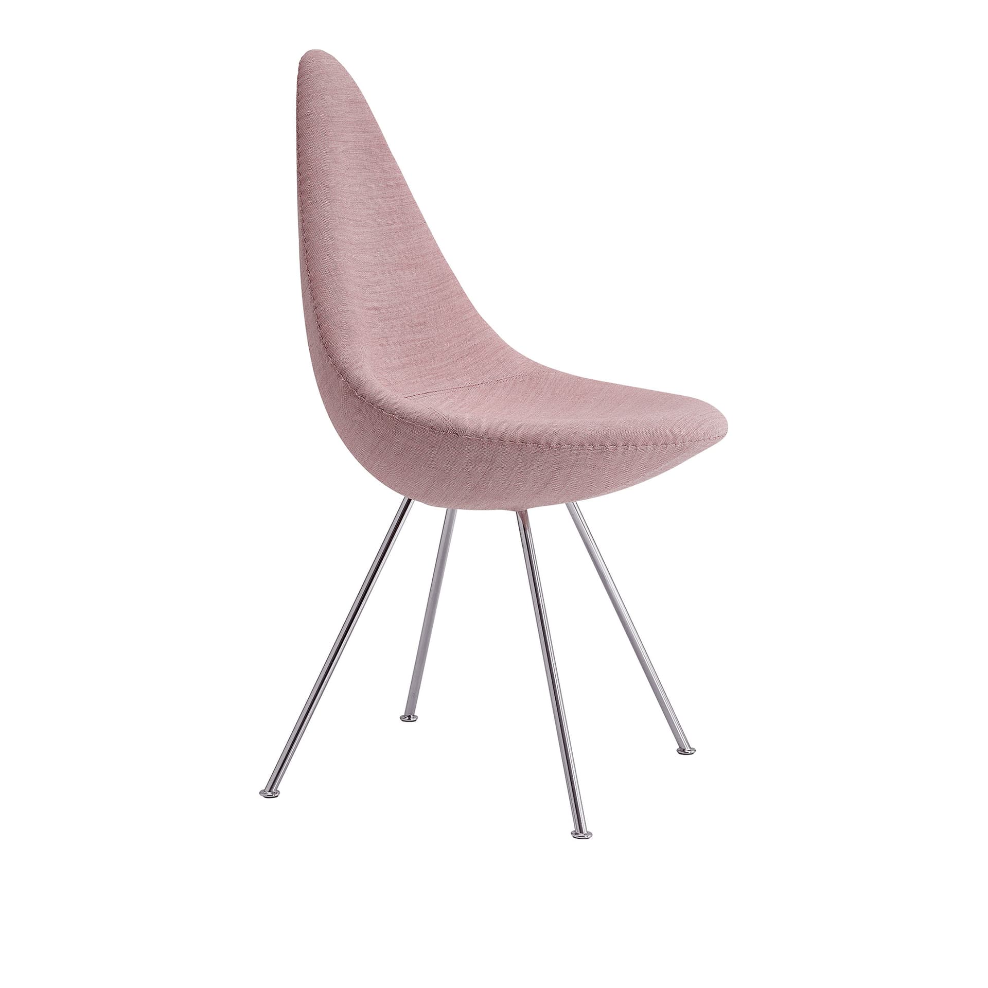 Fritz Hansen - 3110 Droppen - Helklädd, Tyg, Canvas - 614 - Spisestoler - Arne Jacobsen - Rosa - Metall/Tekstilmateriale/Plast