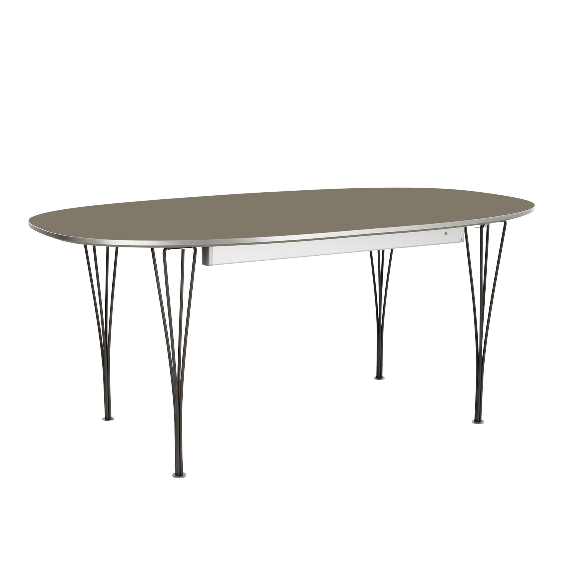Fritz Hansen - Superellips Utdragbart B619 – 180–300x120 cm Brown Ottowa/Black - Spisebord - Arne Jacobsen,Bruno Mathsson,Piet Hein - Brun - Metall/Tre