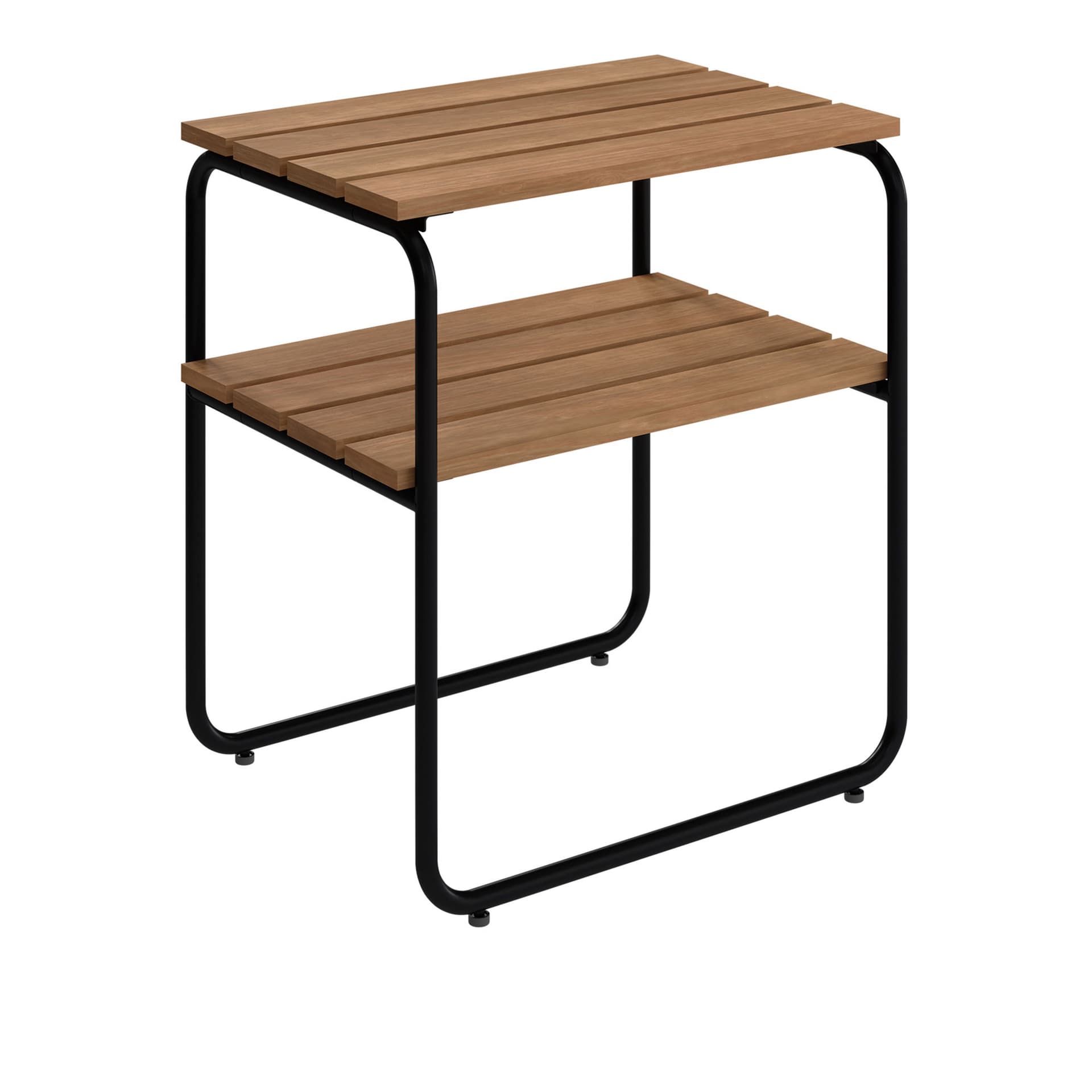 Grythyttan Stålmöbler - Sidobord L45 Obehandlad Teak / Svart Stativ - Utendørs småbord & sidebord - Jan-Olof Ågren,Maria Håård - Tre farget - Metall/Tre