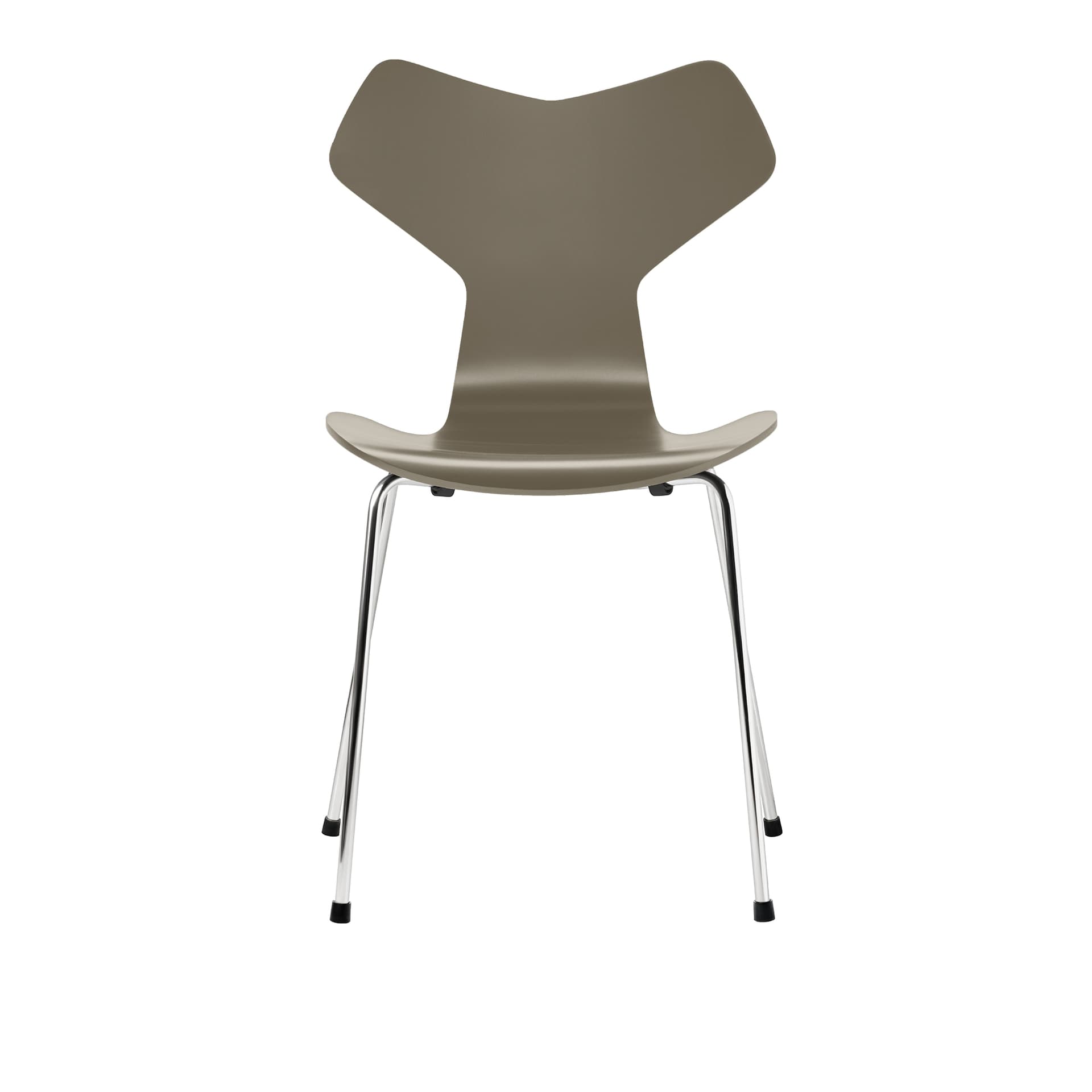 Fritz Hansen - 3130 Grand Prix, Lackad, Olive Green, Underrede Förkromat Stål - Spisestoler - Arne Jacobsen - Grønn - Metall/Tre