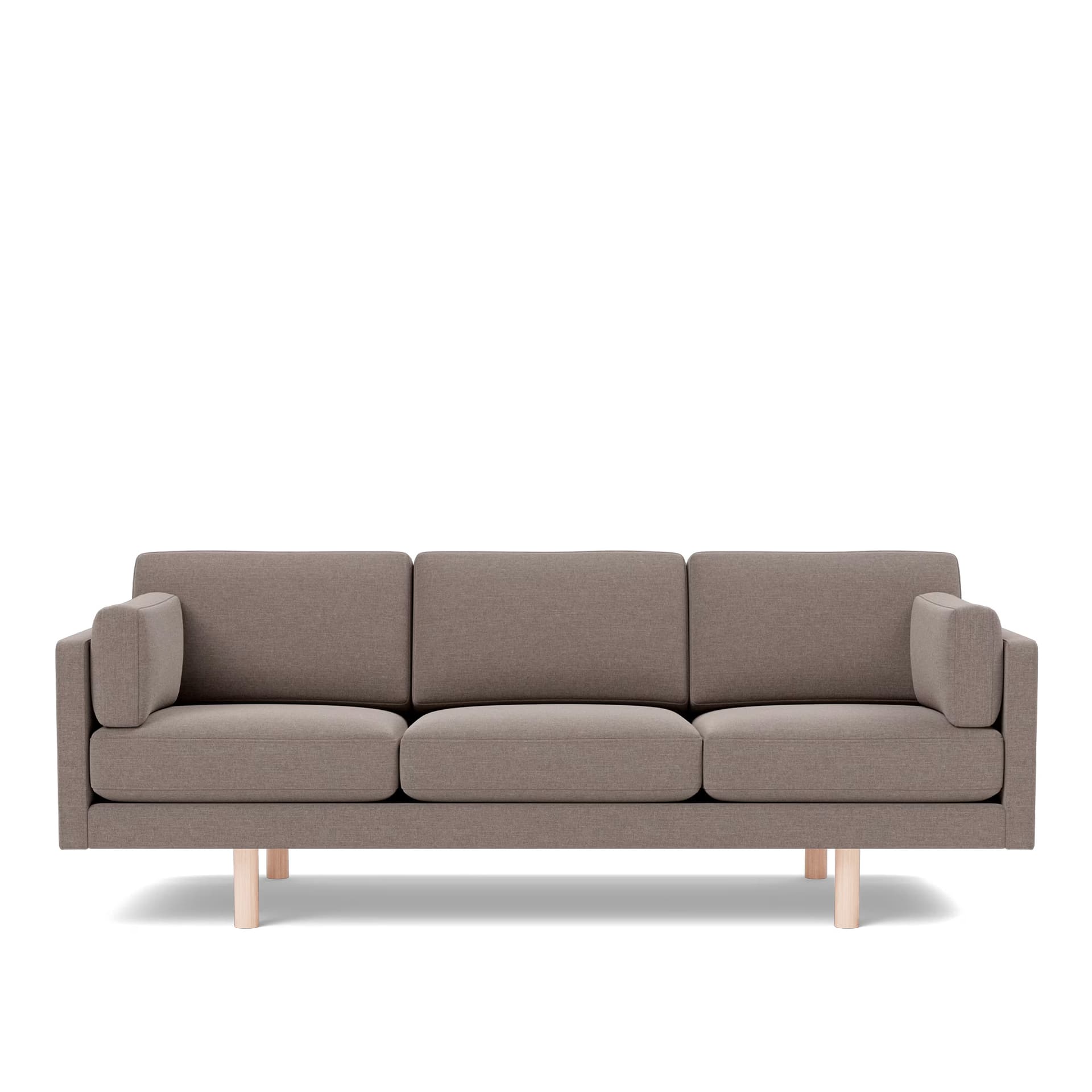 Fredericia Furniture - EJ220 Sofa - 3 seater - 212 cm - 3 cushions - Erik 9998 Broken Grey - Down wrap - without buttons - Oak soap treated - Sofaer - Erik Jørgensen - Tekstilmateriale
