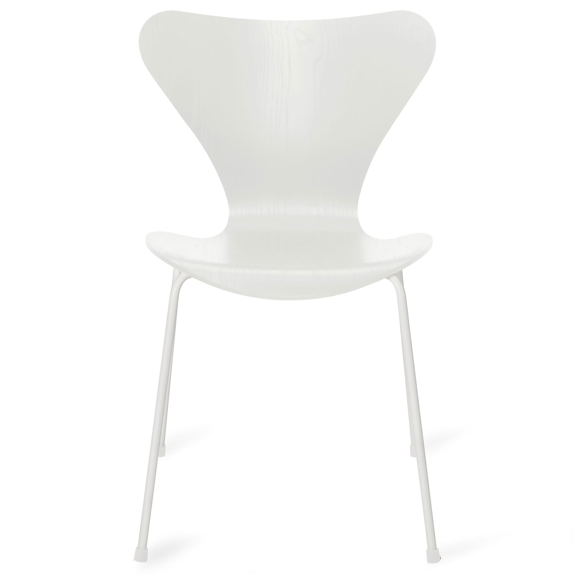Fritz Hansen - Series 7 stol 3107 farget askfiner stålram hvit vit - Spisestoler - Arne Jacobsen - Hvit