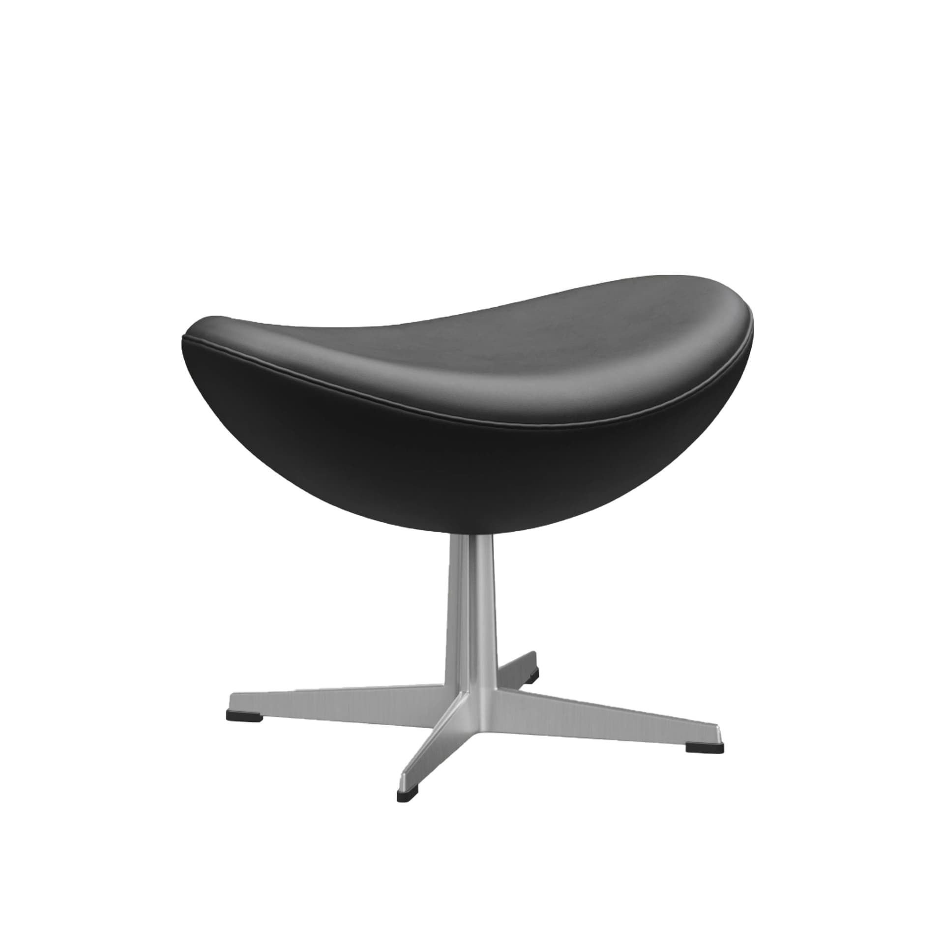 Fritz Hansen - 3127 Ägget Fotpall Läder Essential - Skamler & Taburetter - Arne Jacobsen - Svart - Lær/Metall/Syntetisk materiale
