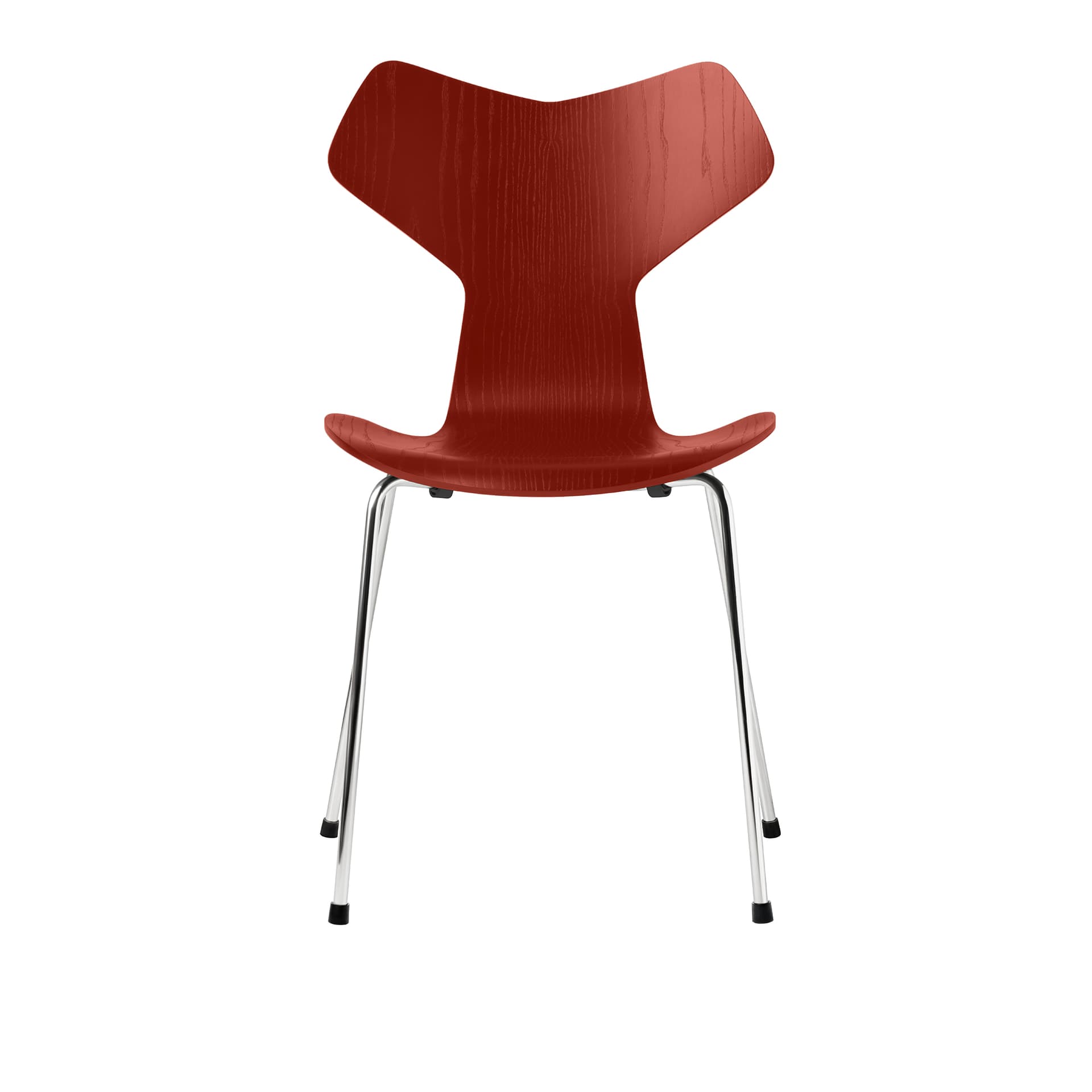 Fritz Hansen - 3130 Grand Prix, Färgad Ask, Venetian Red, Underrede Förkromat Stål - Spisestoler - Arne Jacobsen - Rød - Metall/Tre