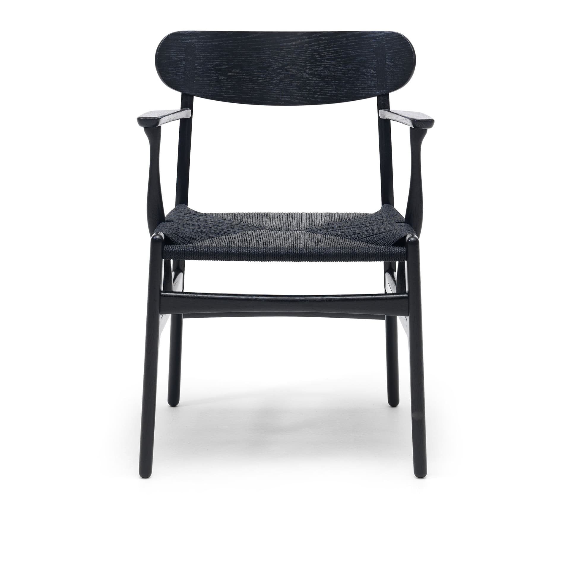 Carl Hansen - CH26, Svartlackad ek, Svartflätat papperssnöre - Spisestoler - Hans J. Wegner - Svart - Tre