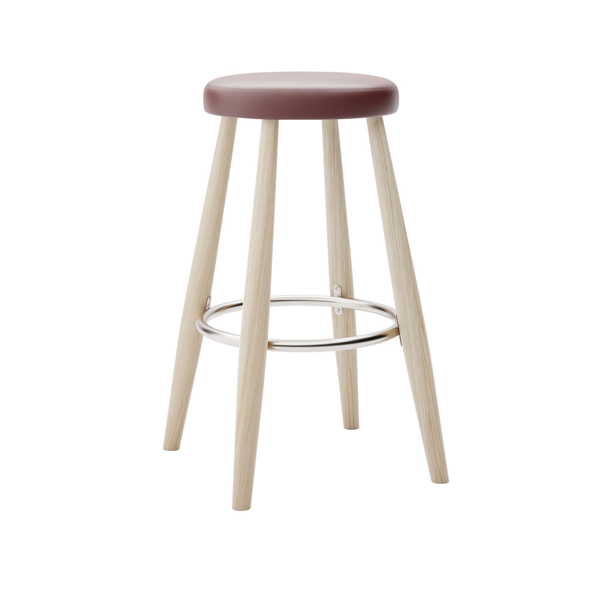 Carl Hansen - CH58 Low Stool, Tvålad Ek, Lädergrupp C Sif - 93 - Barstoler & barkrakker - Hans J. Wegner - Tre farget - Lær/Metall/Tre