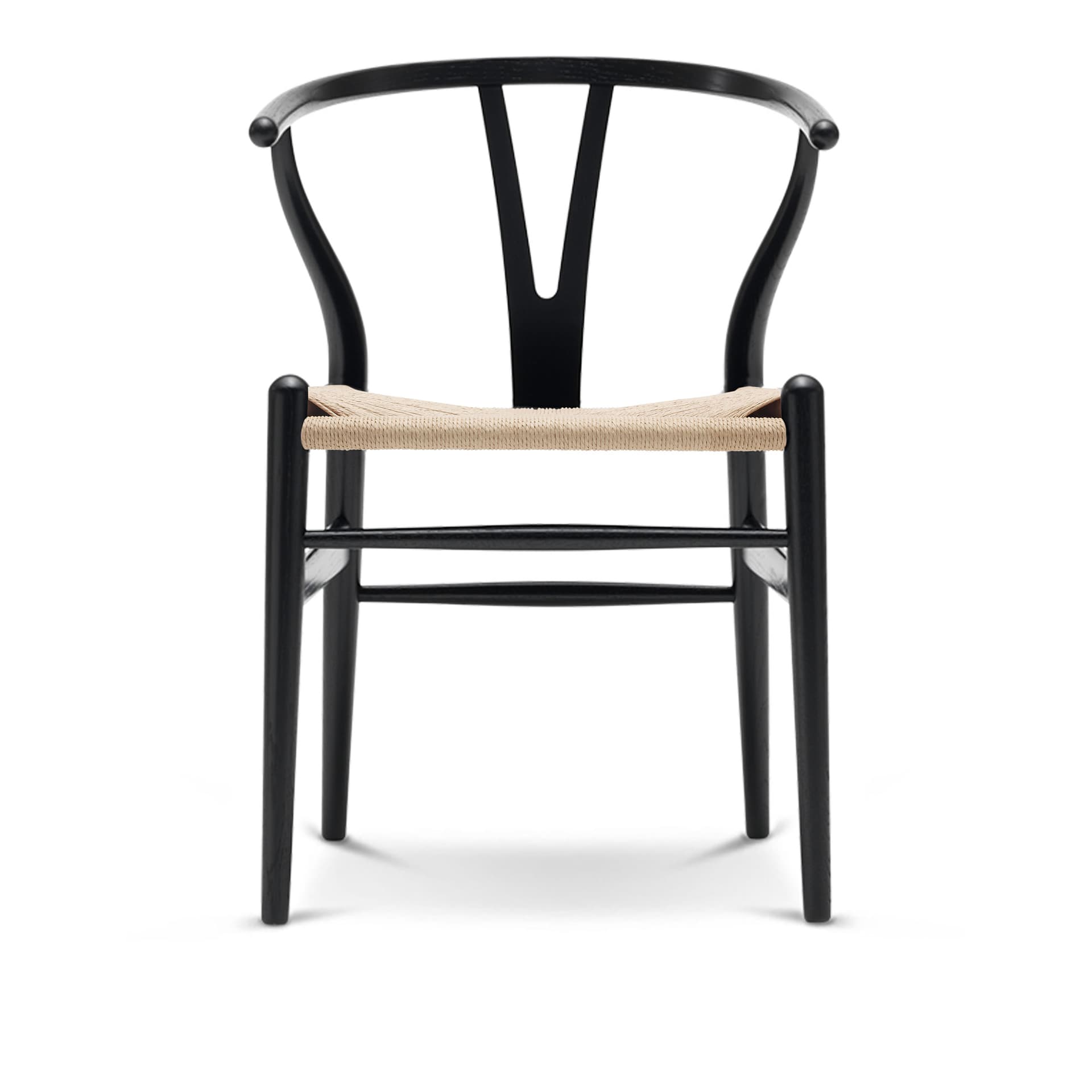 Carl Hansen - CH24 Y-Stolen, Svartlackad Ask, Naturflätat papperssnöre - Spisestoler - Hans J. Wegner - Svart - Papir/Tre