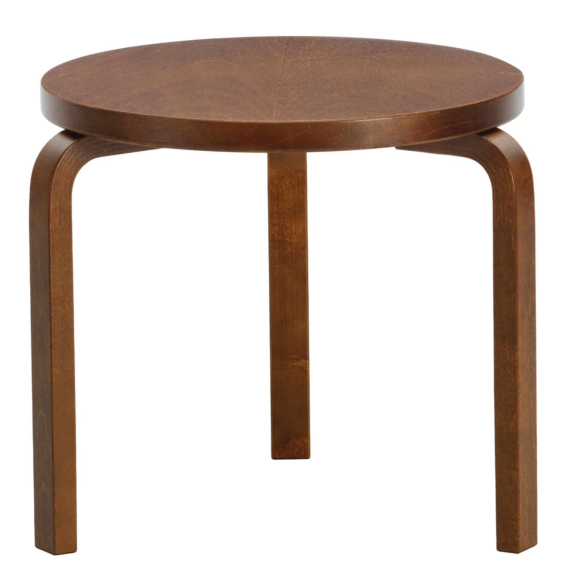 Artek - Bord 90D 48 cm valnøttbeiset bjørk - Småbord & sidebord - Ilmari Tapiovaara - Brun - Tre