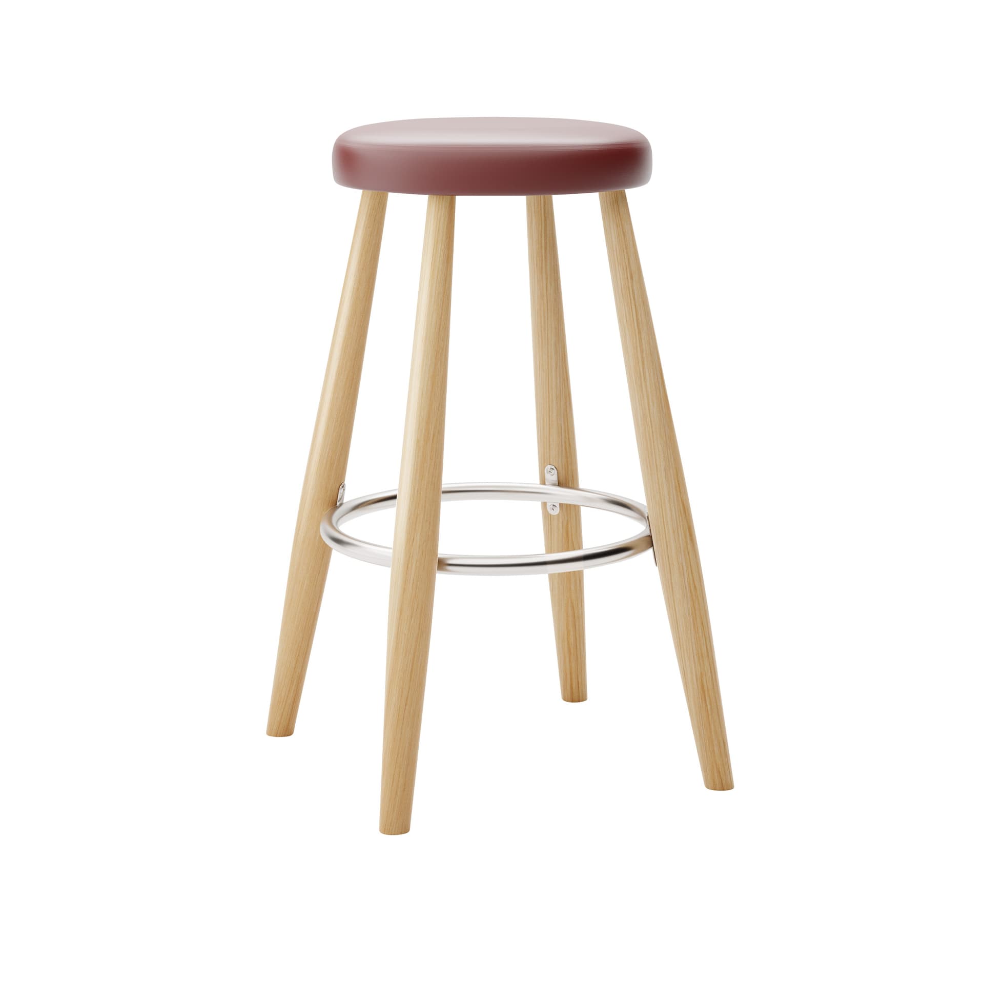 Carl Hansen - CH58 Low Stool, Klarlackad Ek, Lädergrupp B Thor - 332 - Barstoler & barkrakker - Hans J. Wegner - Tre farget - Lær/Metall/Tre