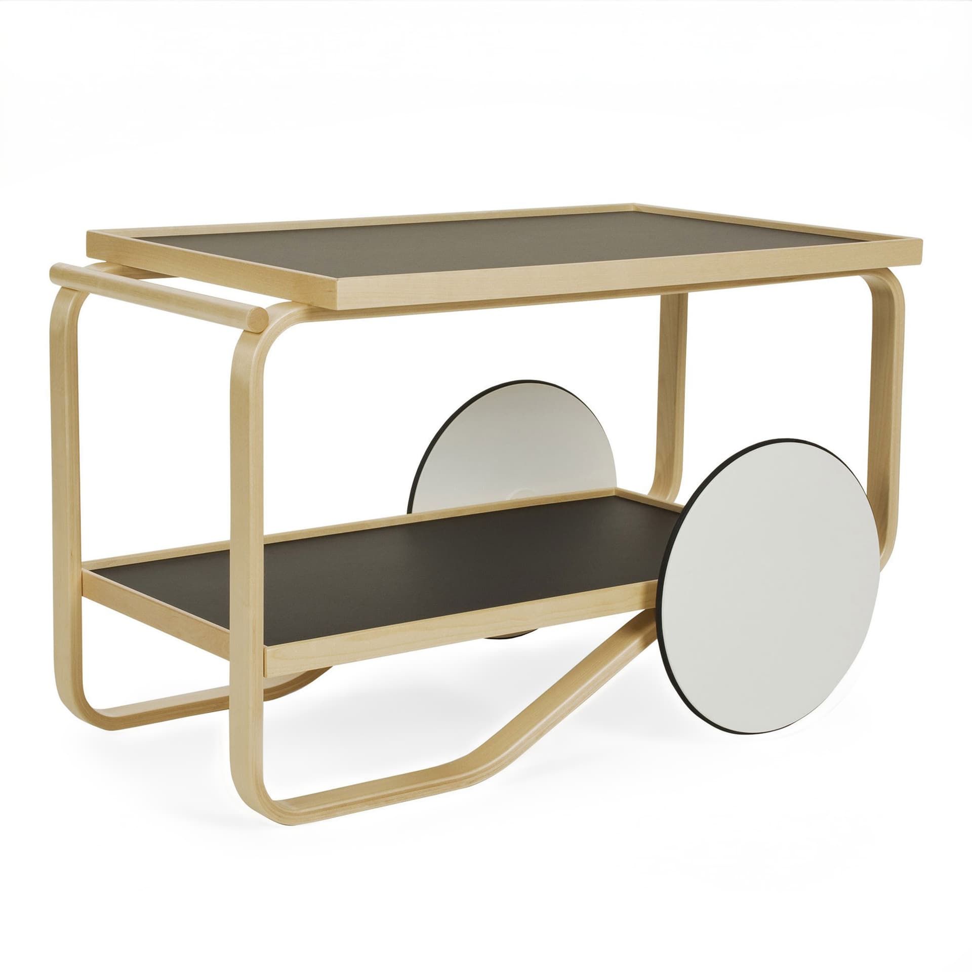 Artek - Serveringsvagn 901, Svarta linoleum hyllor - Serveringsvogner - Alvar Aalto - Svart - Tre/Plast