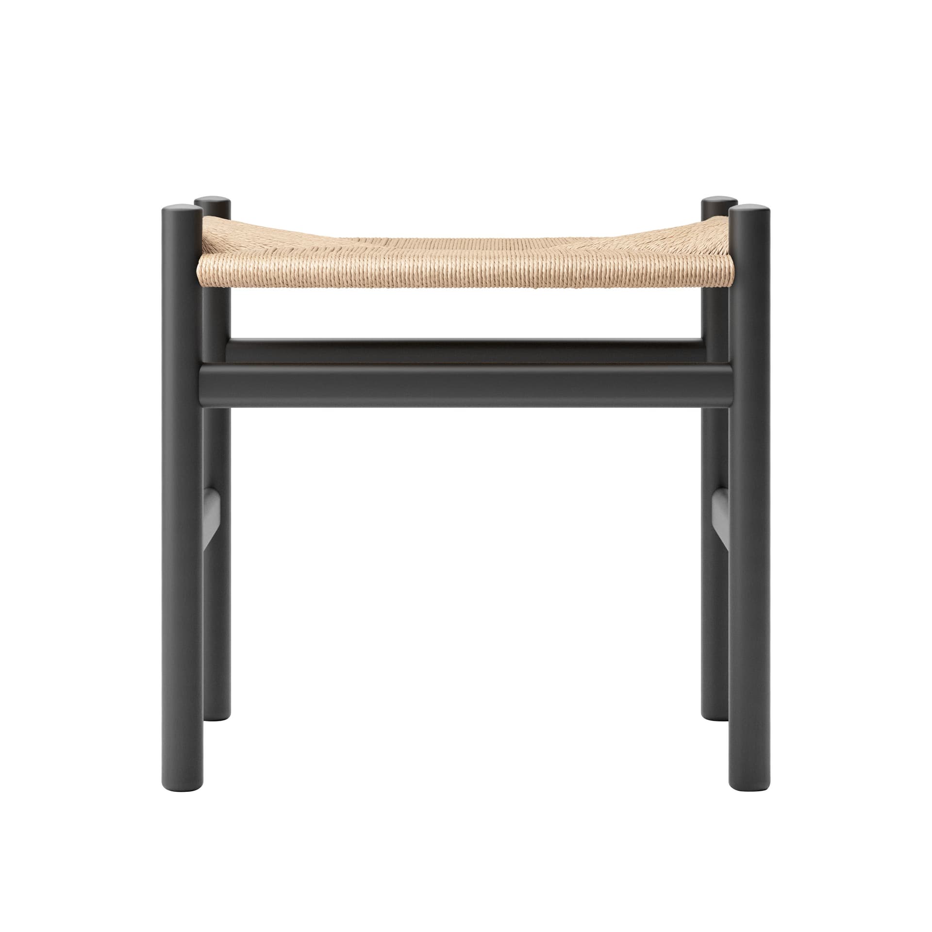 Carl Hansen - CH53, Bok, Black, Naturflätad, 43 cm - Skamler & Taburetter - Hans J. Wegner - Svart - Papir/Tre