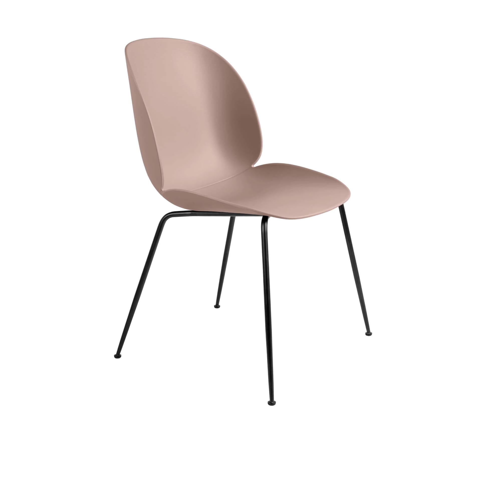 Gubi - Beetle Dining Chair Un-upholstered, Conic Base Black, Sweet Pink Shell, Plastic Glides - Spisestoler - GamFratesi - Rosa - Metall/Plast