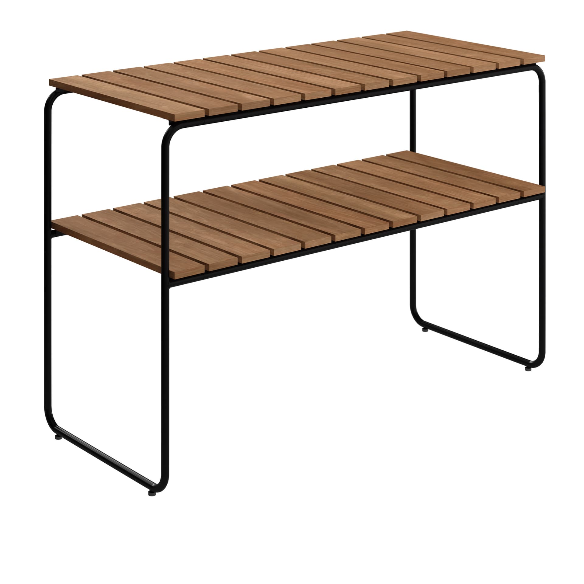 Grythyttan Stålmöbler - L105 Avlastningsbord Obehandlad teak / Svart stativ - Utendørs småbord & sidebord - Jan-Olof Ågren,Maria Håård - Tre farget - Metall/Tre